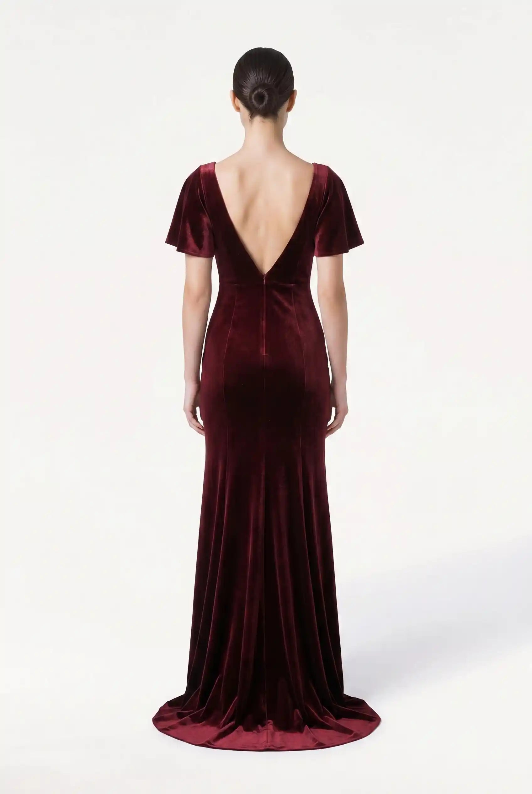 Celeste Velvet Bridesmaid Dress in Merlot