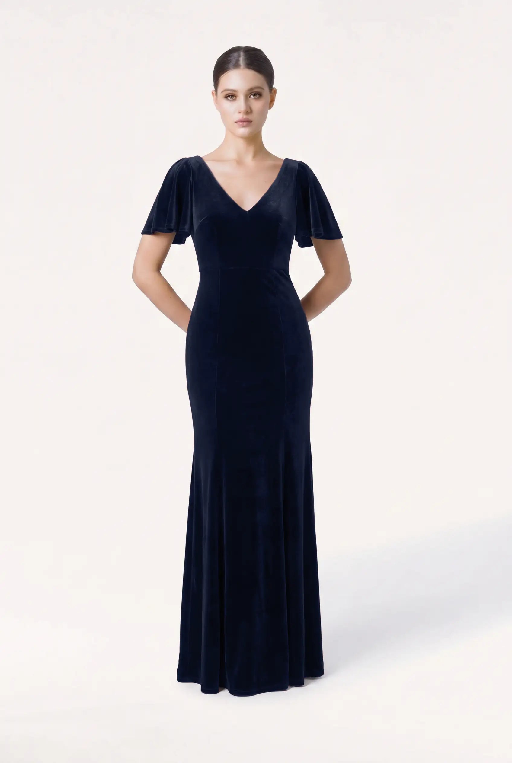 Celeste Velvet Bridesmaid Dress in Navy