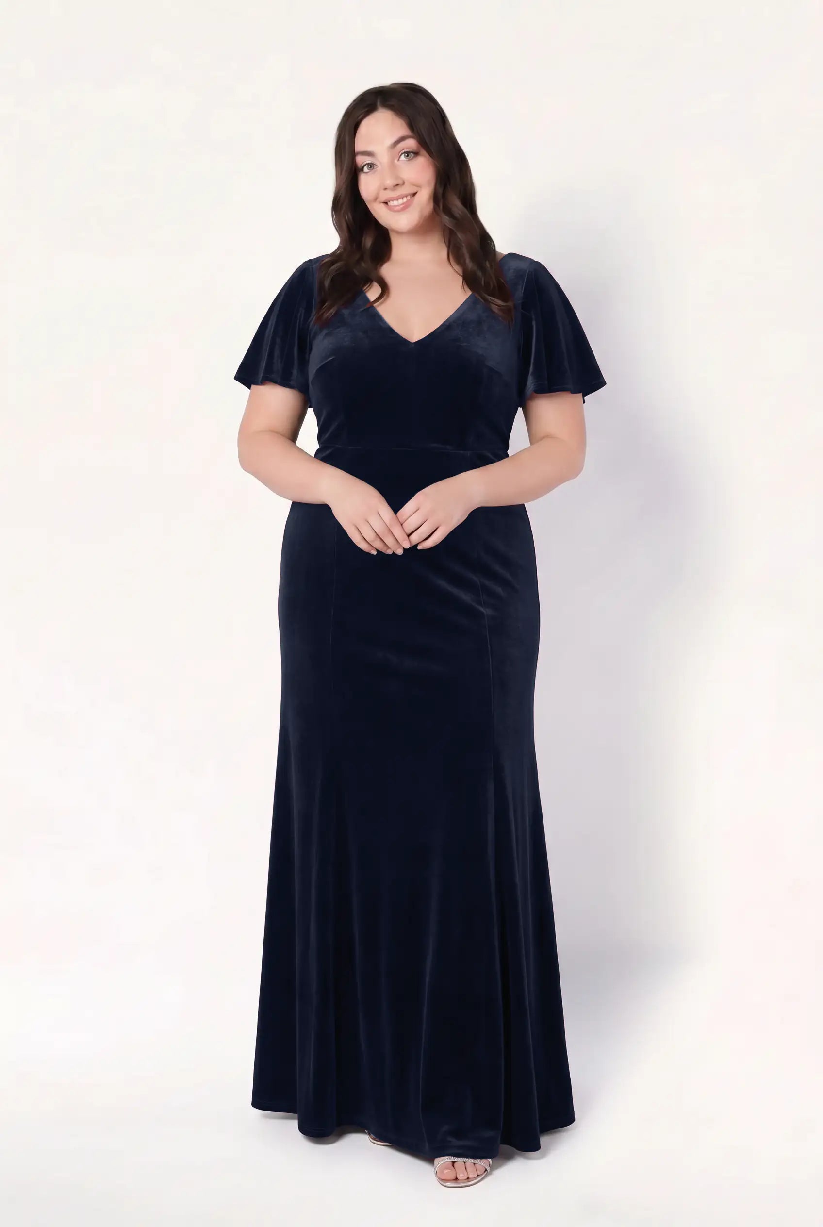 Celeste Velvet Bridesmaid Dress in Navy