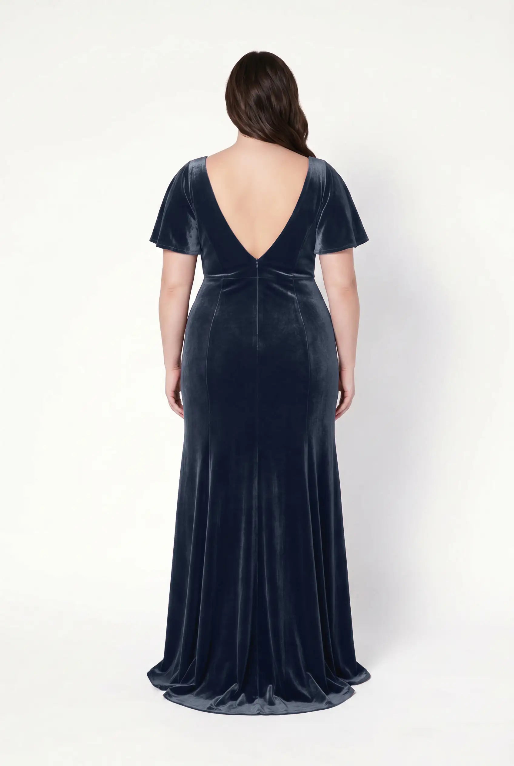 Celeste Velvet Bridesmaid Dress in Smoke Blue