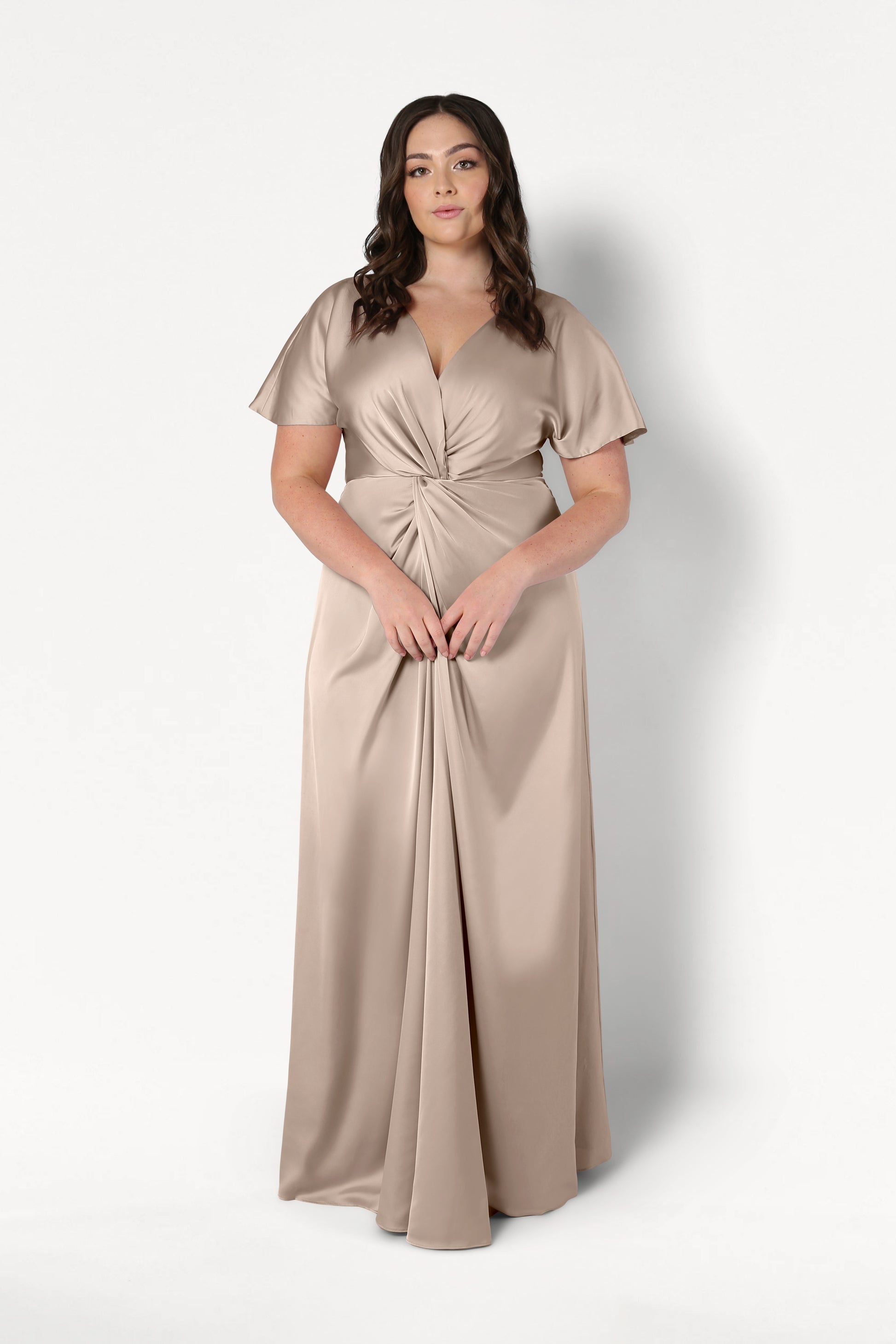 TH&TH Camilla Bridesmaid Dress In Champagne Satin TH&TH Camilla Bridesmaid Dress In Champagne Satin