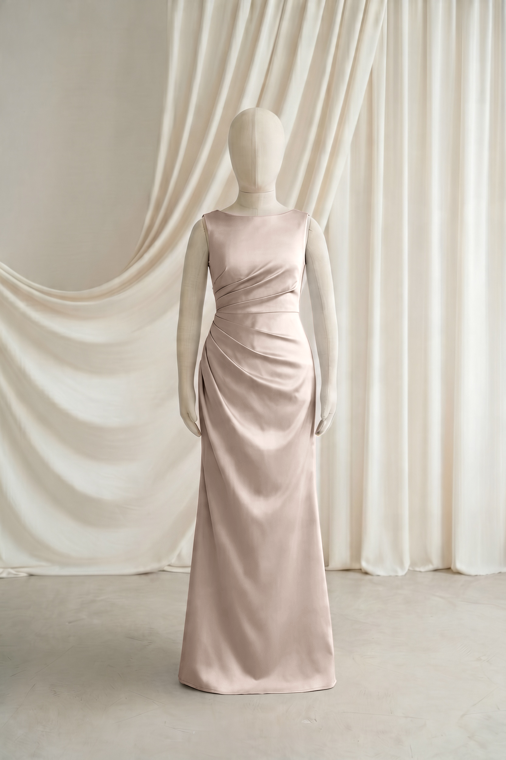 Nala Junior Bridesmaid Dress in Champagne Sky Satin