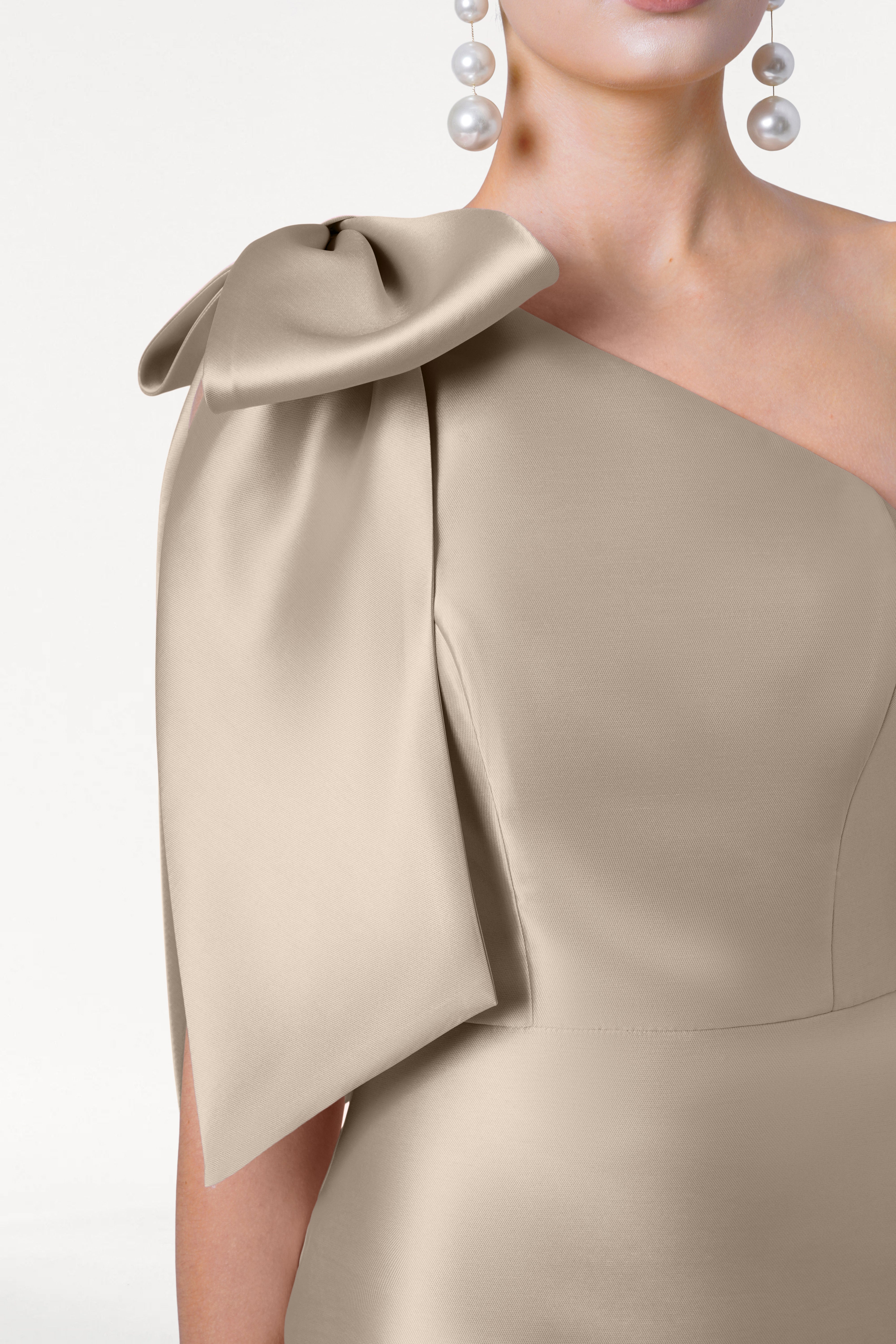 Ritz Bridesmaid Dress in Champagne Sky Satin Twill