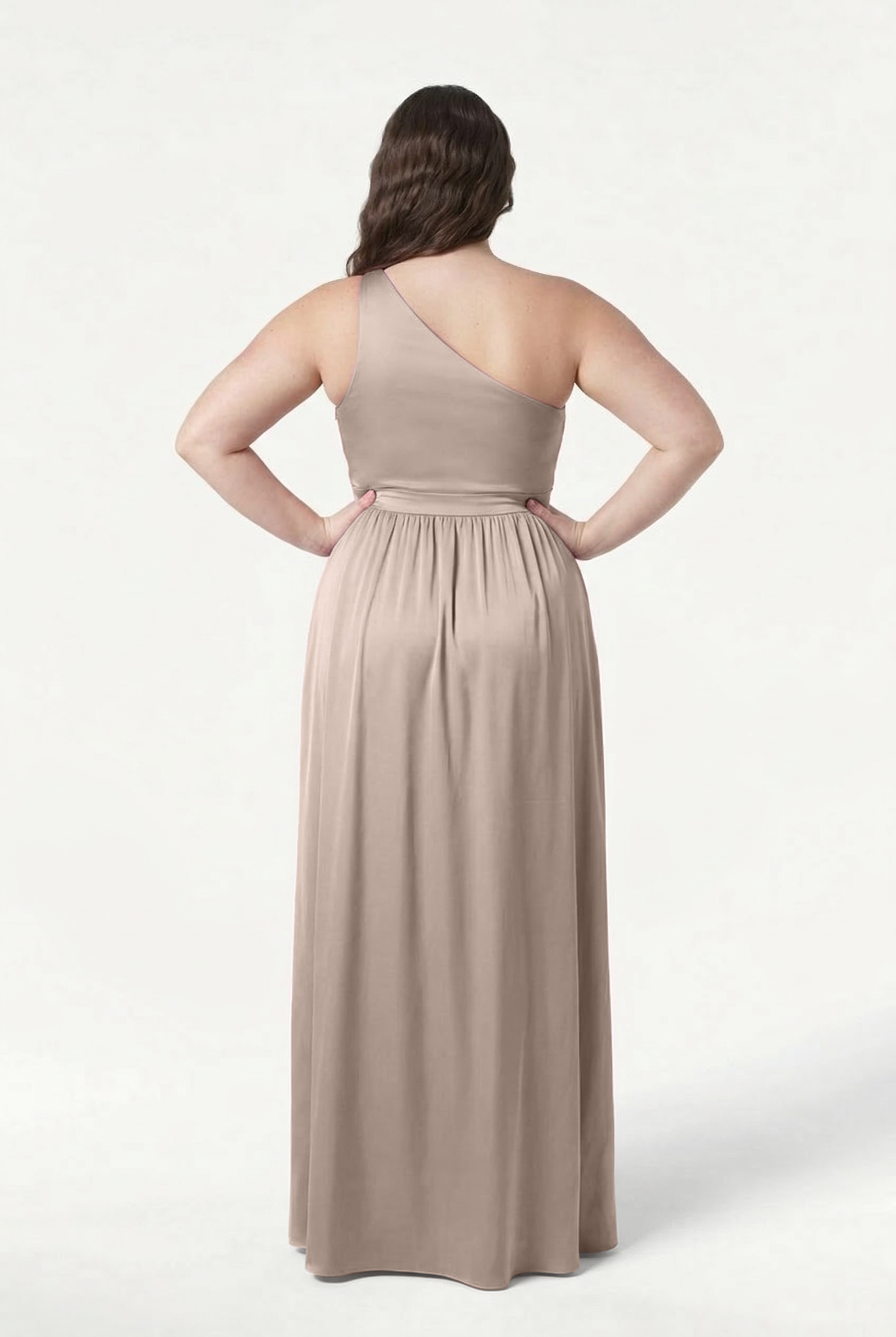TH&TH Greta One Shoulder Bridesmaid Dress In Champagne Sky Satin TH and TH TH&TH Greta One Shoulder Bridesmaid Dress In Champagne Sky Satin TH and TH