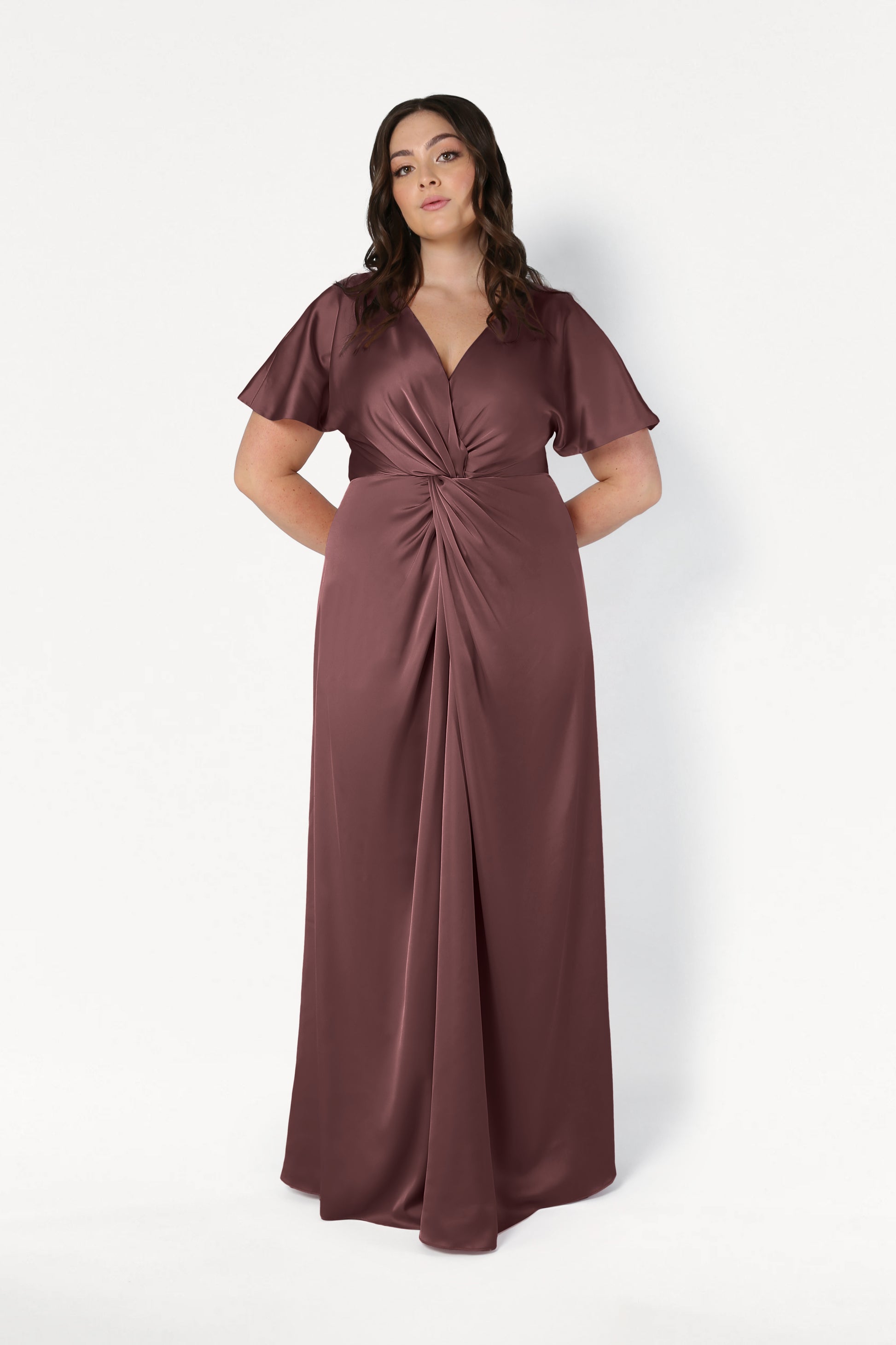 Camilla Bridesmaid Dress in Chocolate Brown Satin TH&TH Camilla Bridesmaid Dress in Chocolate Brown Satin TH&TH