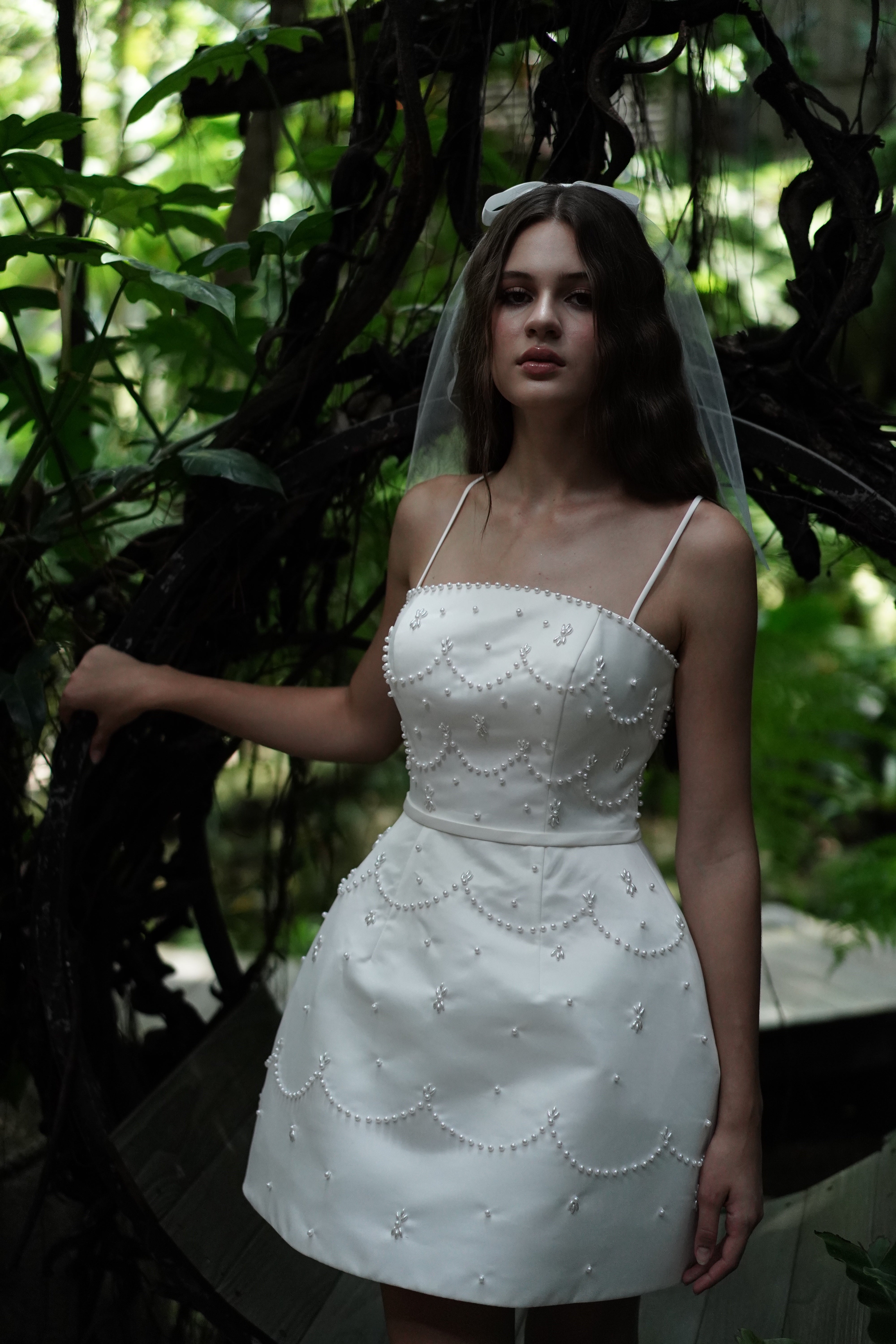 Pearl Bridal Mini Dress in Ivory
