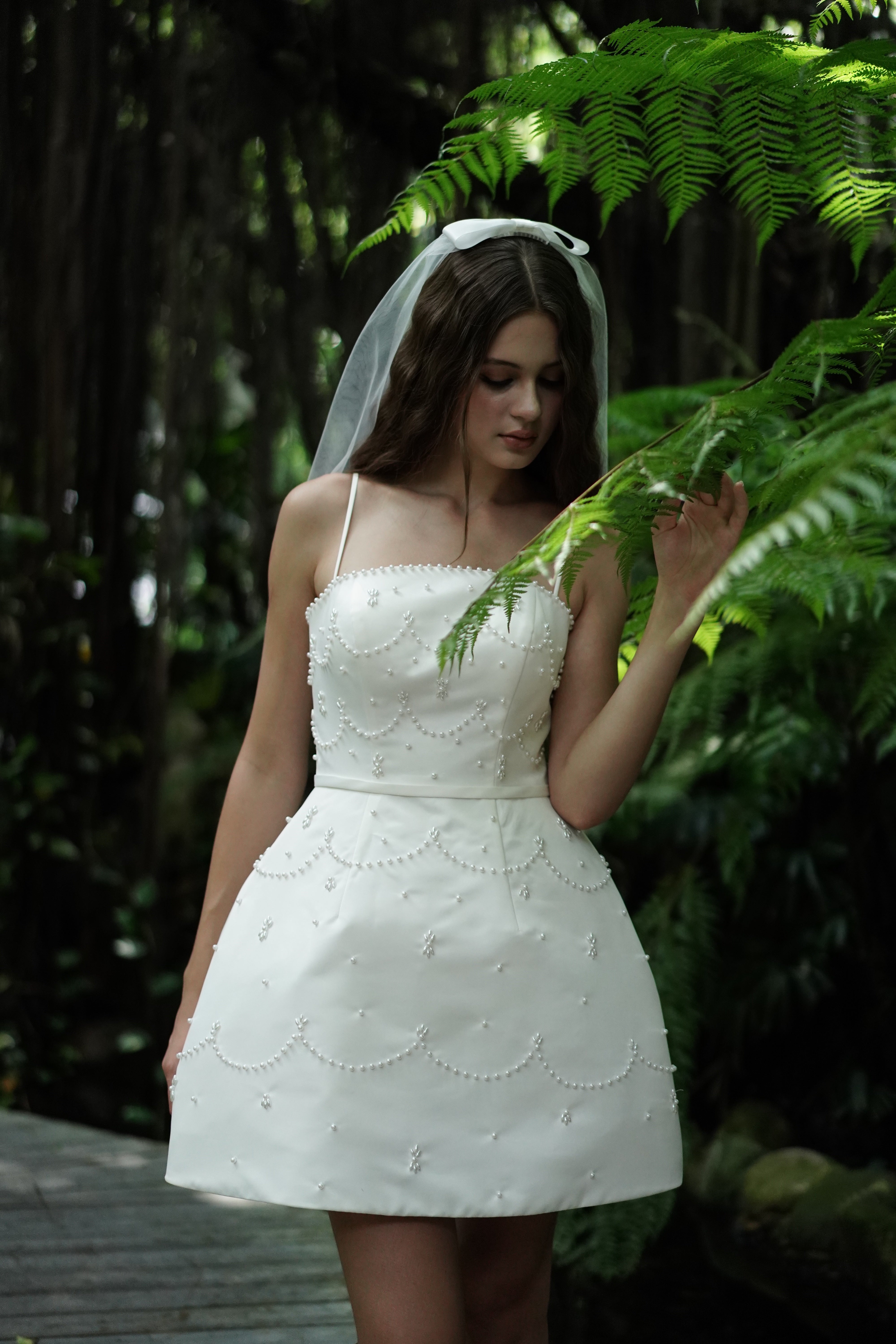 Pearl Bridal Mini Dress in Ivory