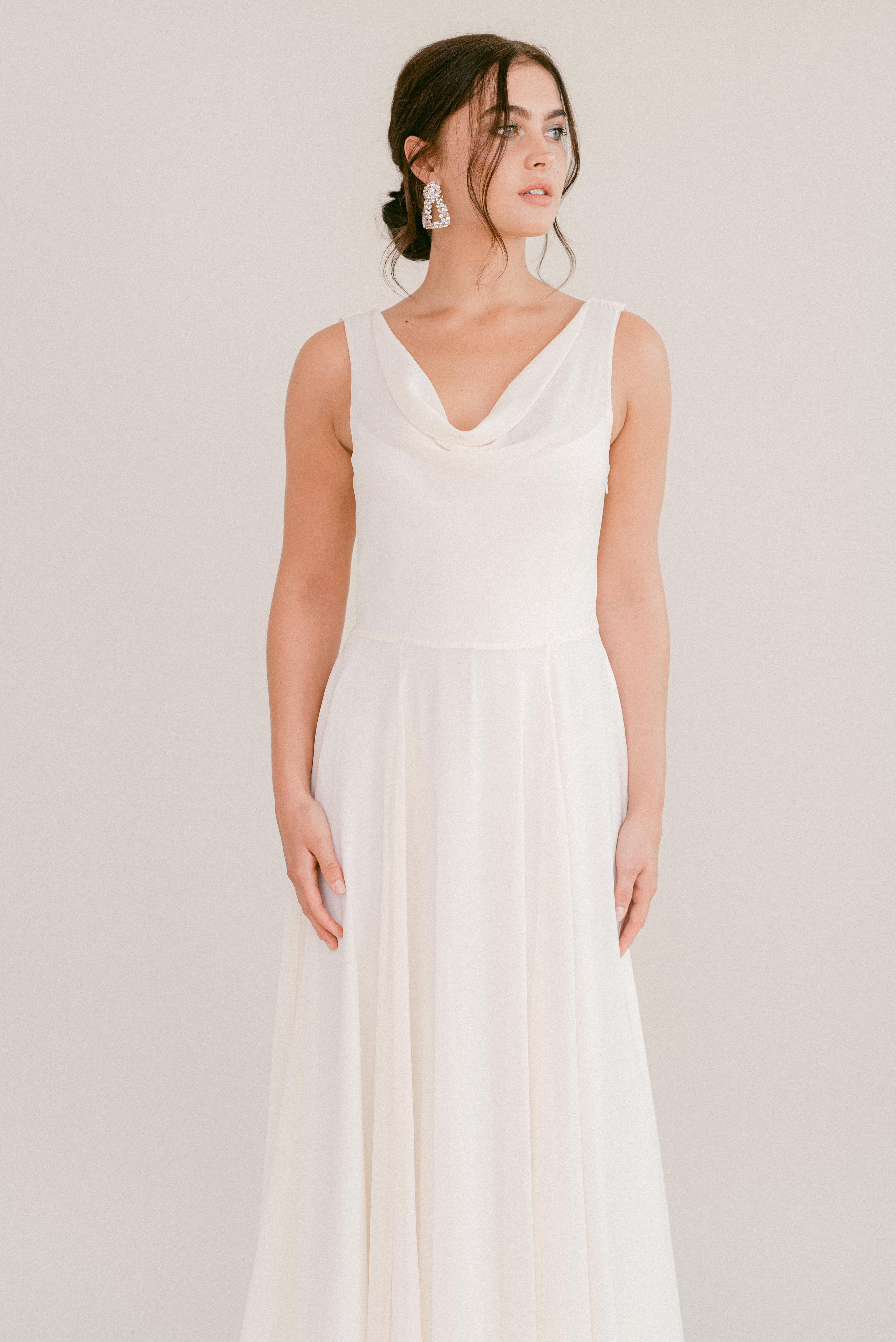 Athena Bridesmaid Dress In Ivory Chiffon