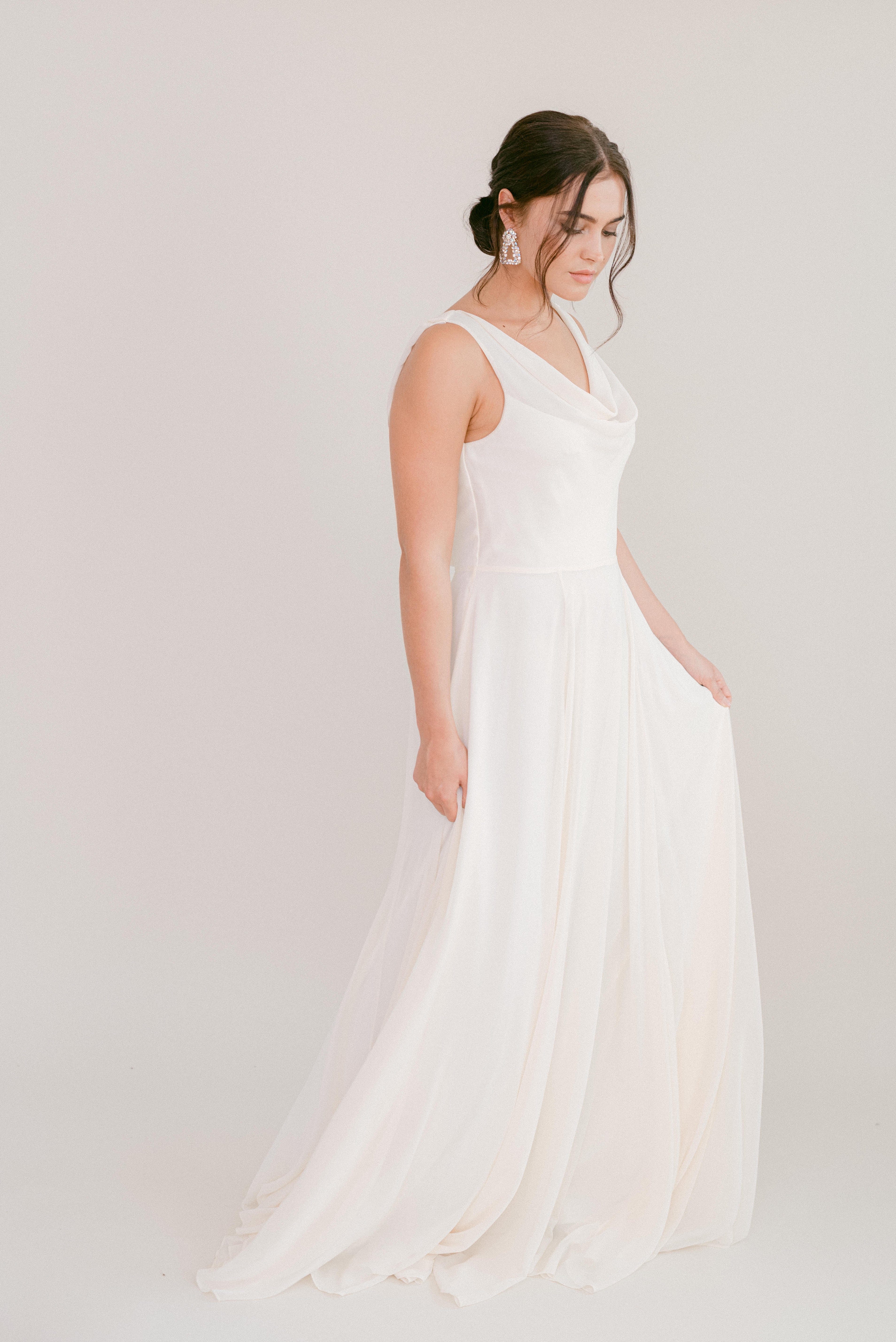 Athena Dress In Ivory Chiffon
