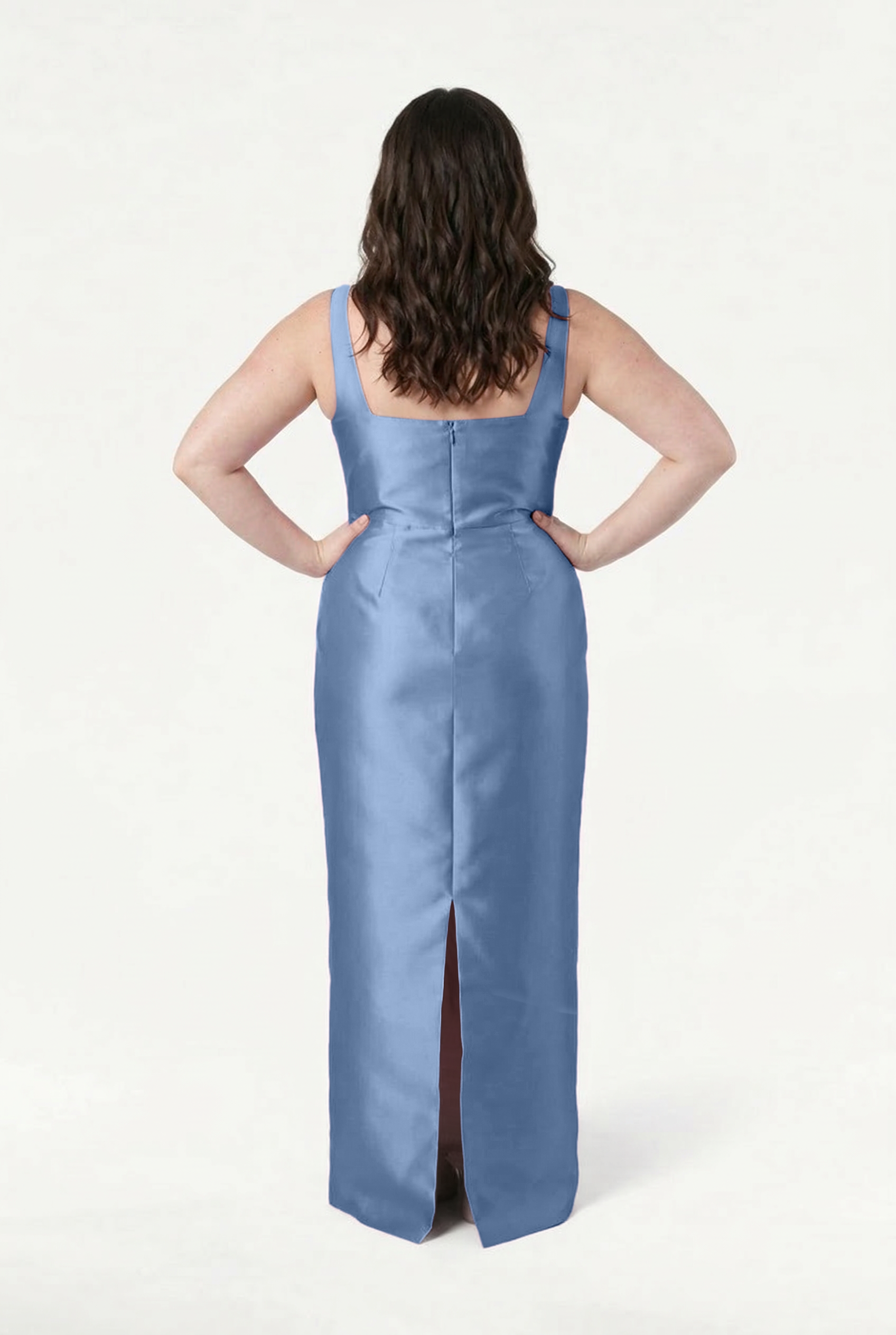 Savoy Bridesmaid Dress in Vintage Blue Satin Twill