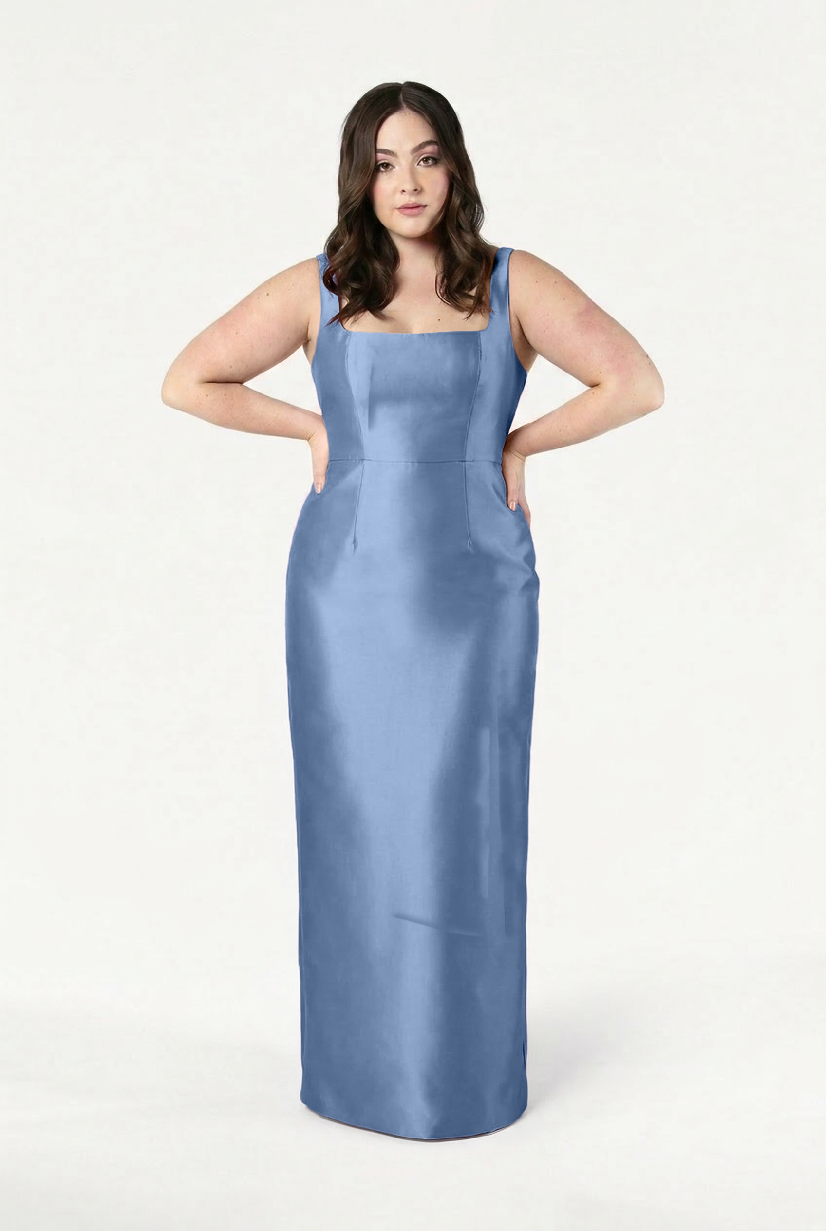 Savoy Bridesmaid Dress in Vintage Blue Satin Twill
