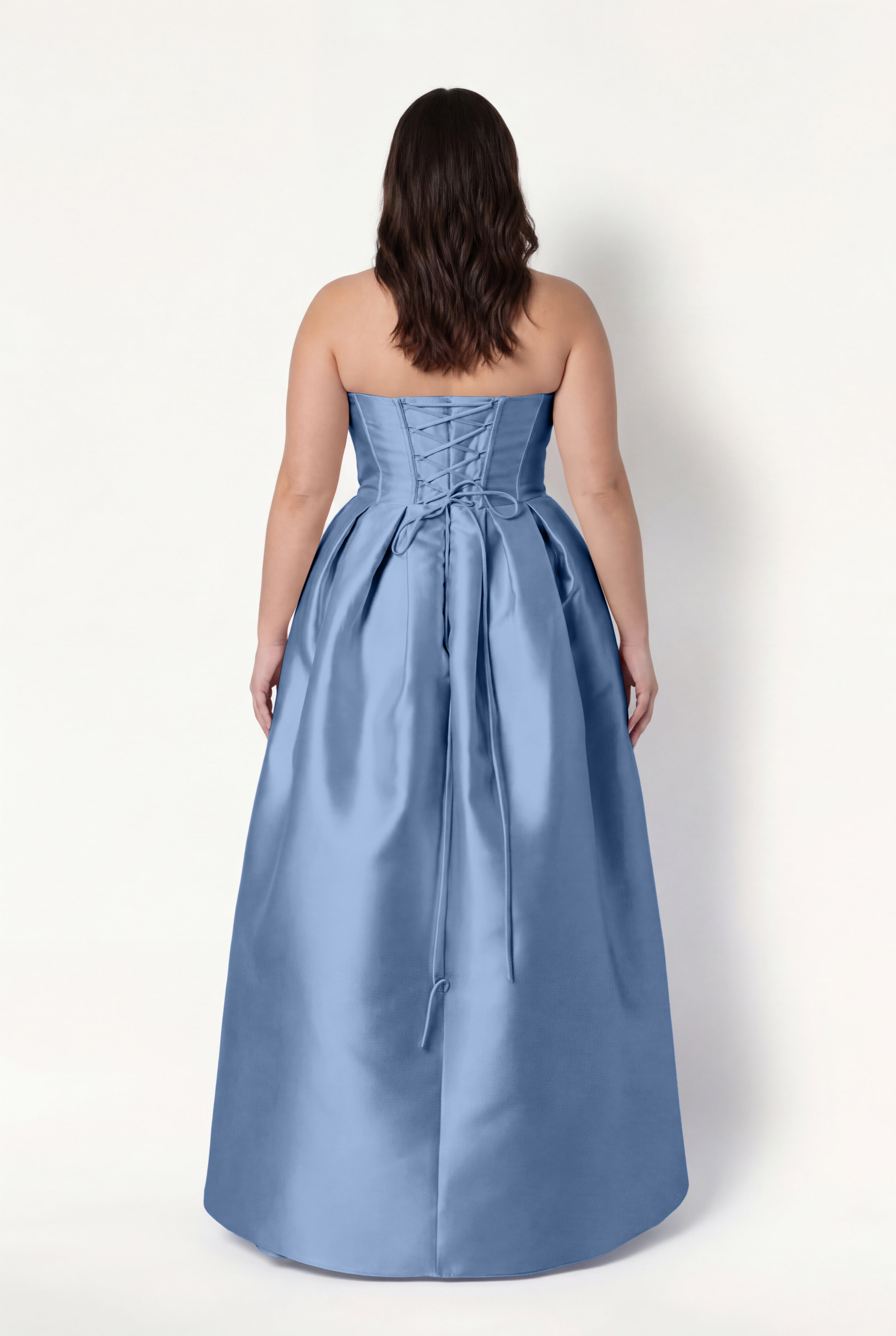Ophelia Bridesmaid Dress in Vintage Blue Satin Twill