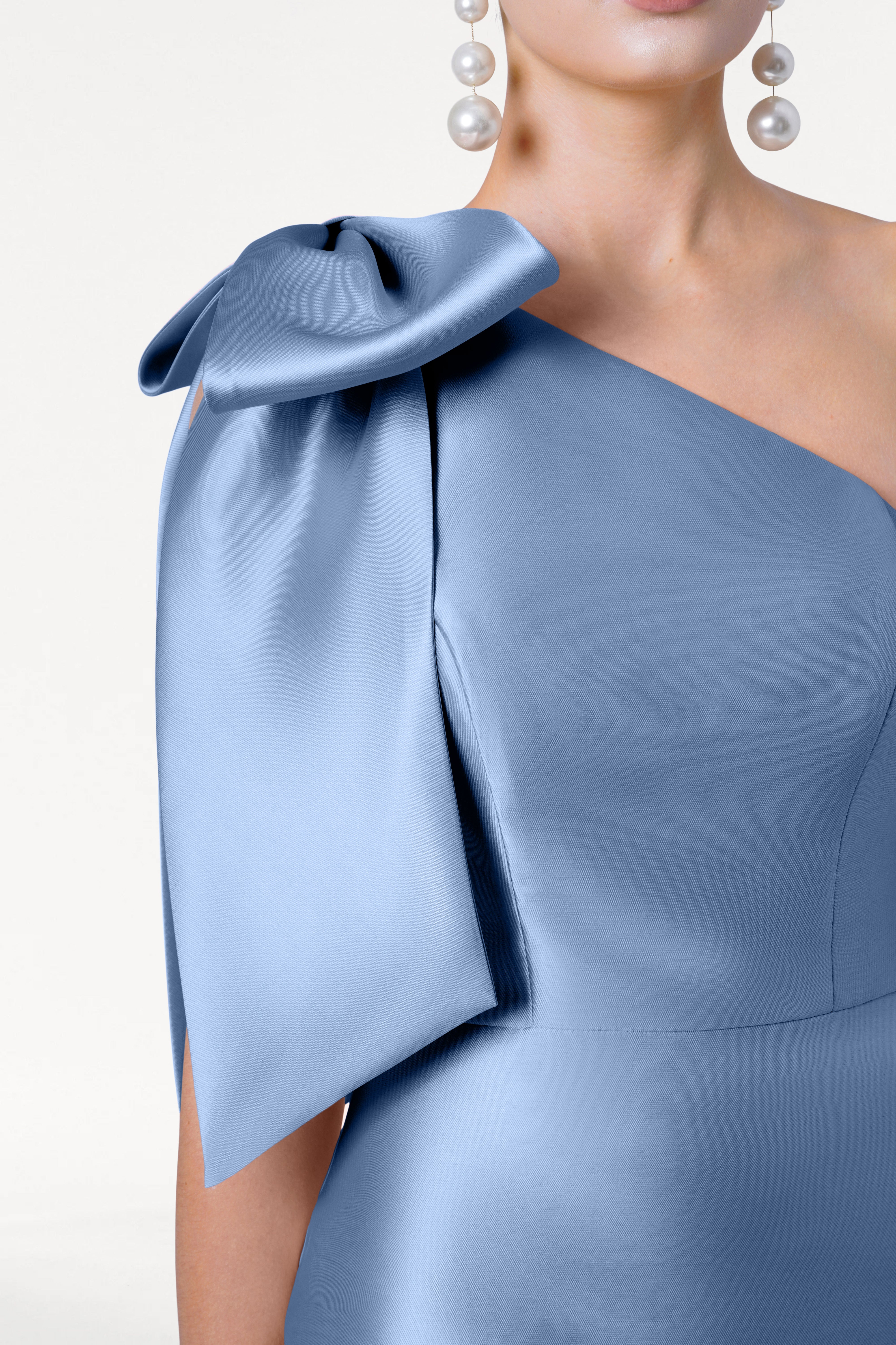 Ritz Bridesmaid Dress in Vintage Blue Satin Twill