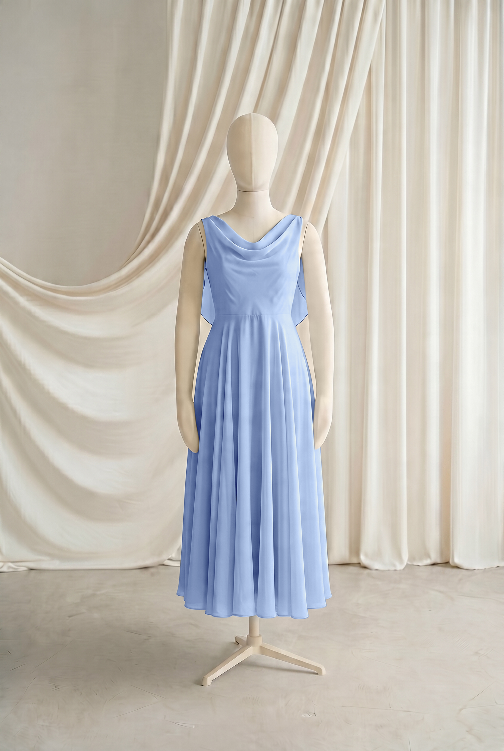 Athena Junior Bridesmaid Dress In Dusty Blue Chiffon
