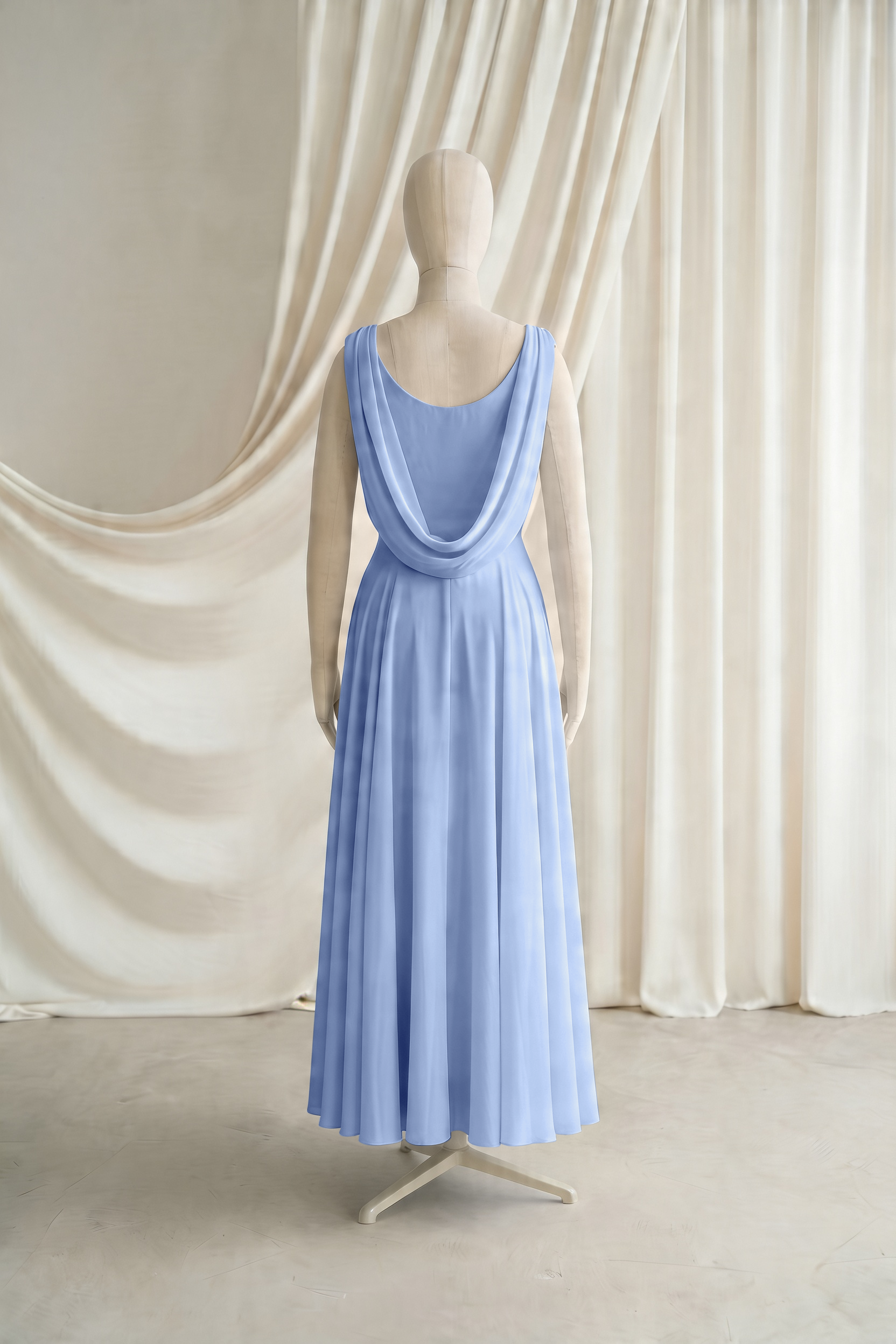 Athena Junior Bridesmaid Dress In Dusty Blue Chiffon