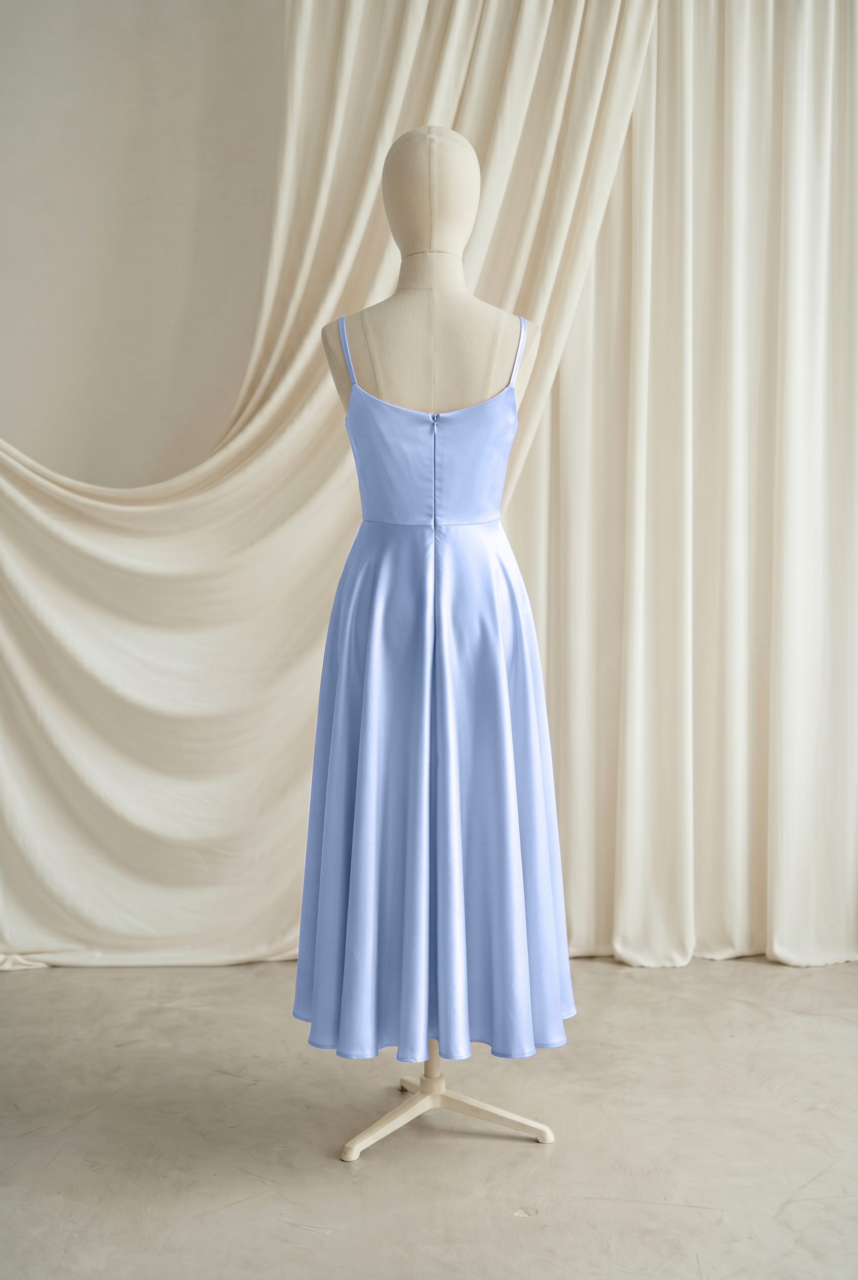 Tilly Junior Bridesmaid Dress in Dusty Blue Satin