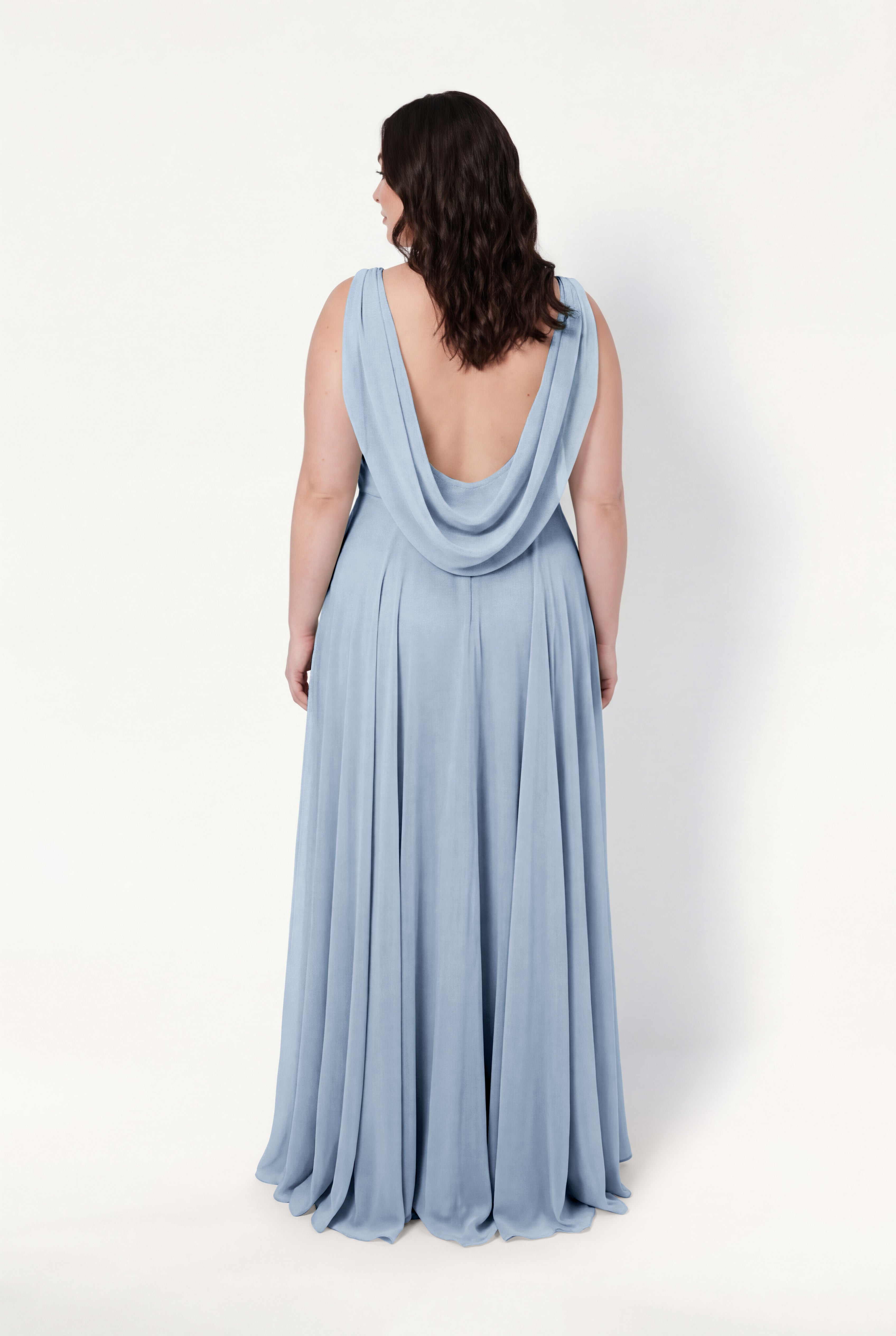 Athena Bridesmaid Dress In Dusty Blue Chiffon