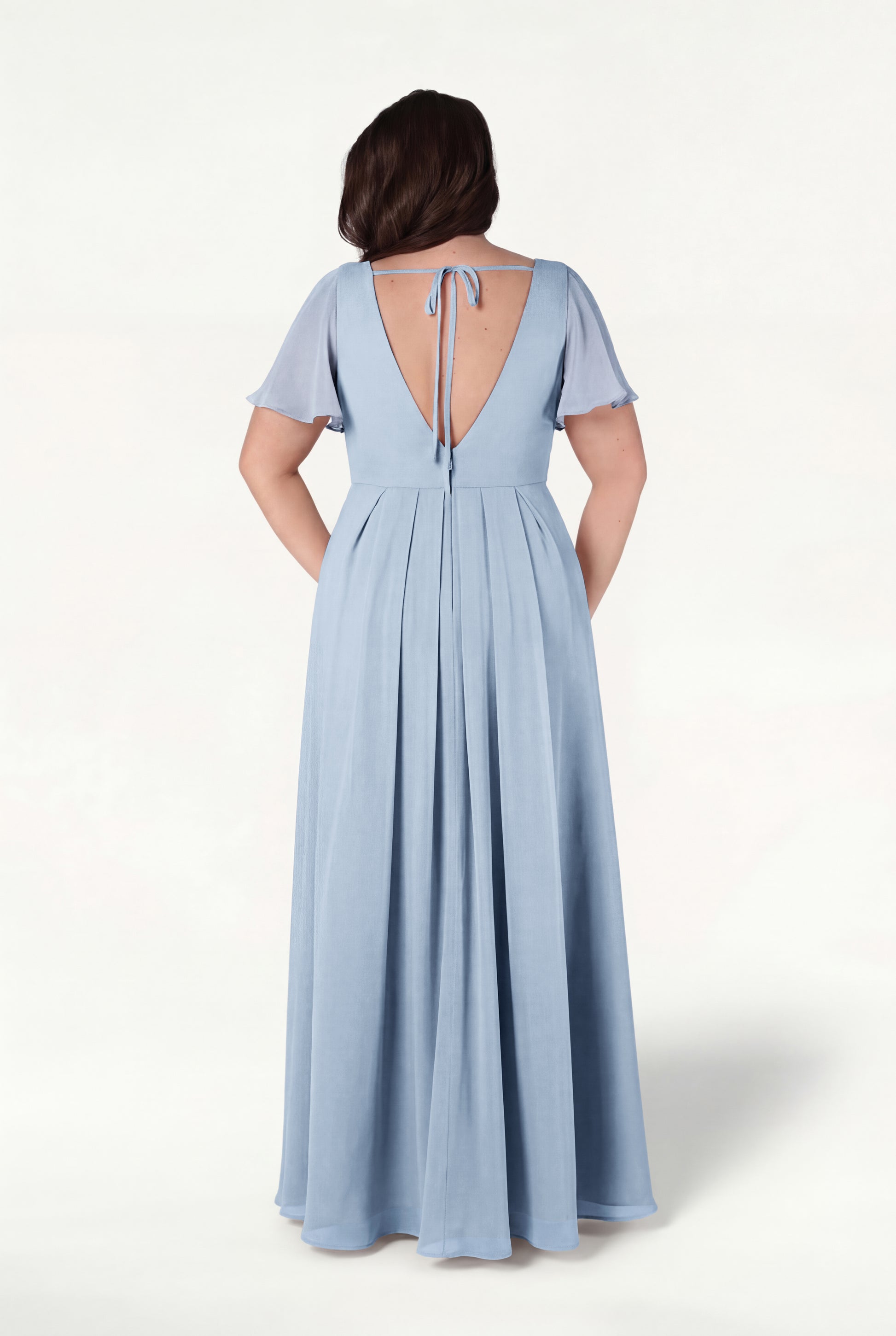 TH&TH Phoebe Bridesmaid Dress In Dusty Blue Chiffon TH and TH TH&TH Phoebe Bridesmaid Dress In Dusty Blue Chiffon TH and TH