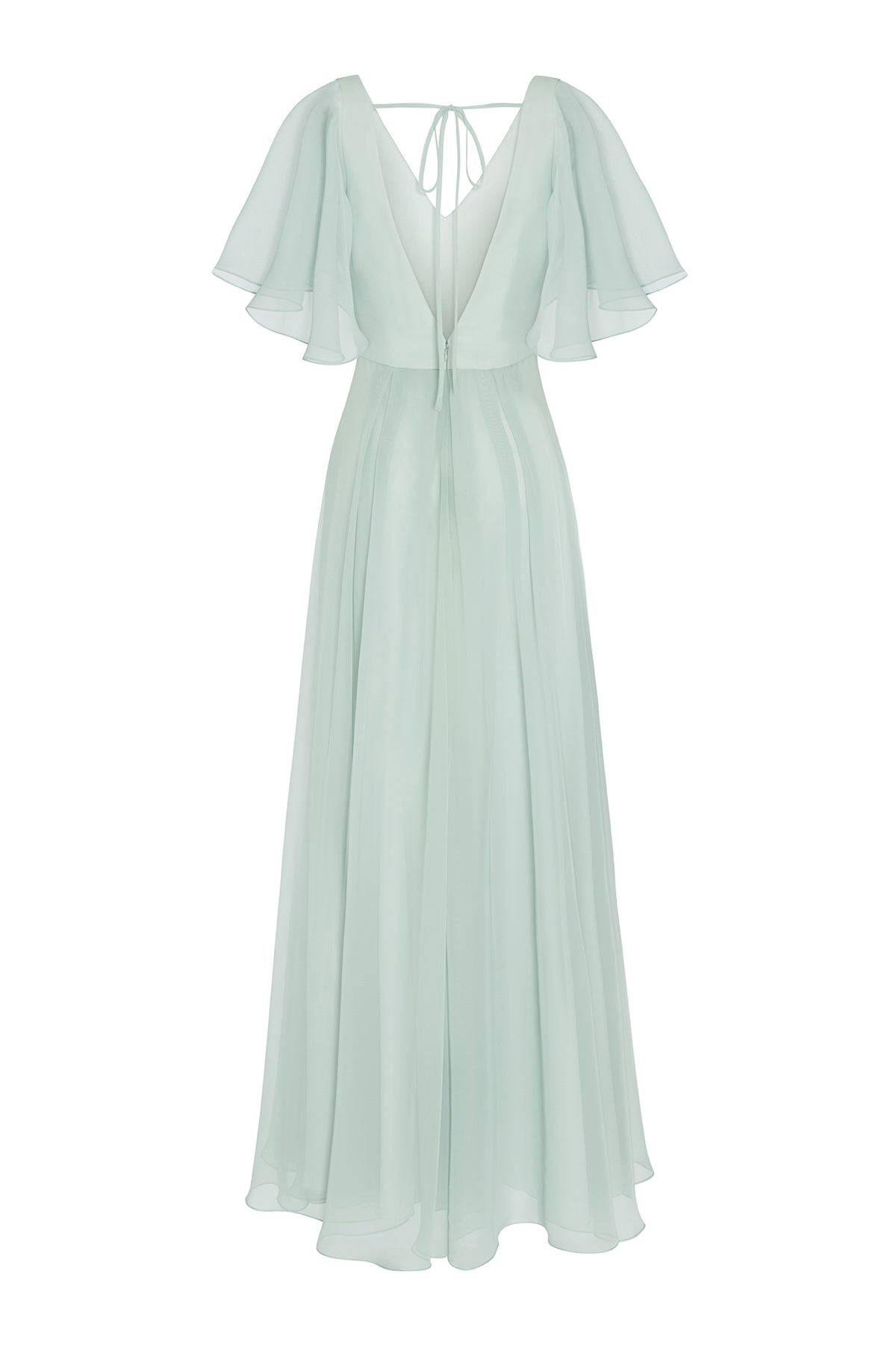 Phoebe Bridesmaid Dress In Dusty Eucalyptus Chiffon