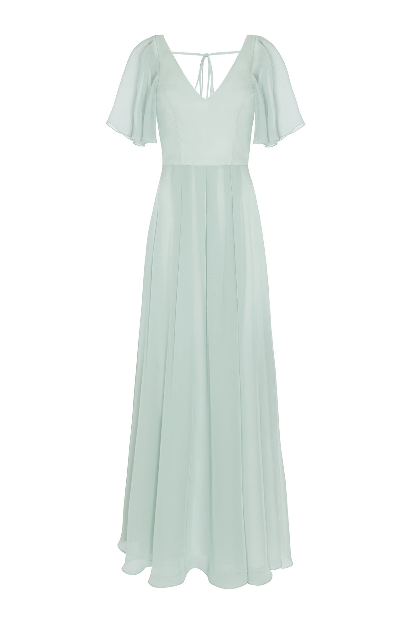 Phoebe Bridesmaid Dress In Dusty Eucalyptus Chiffon
