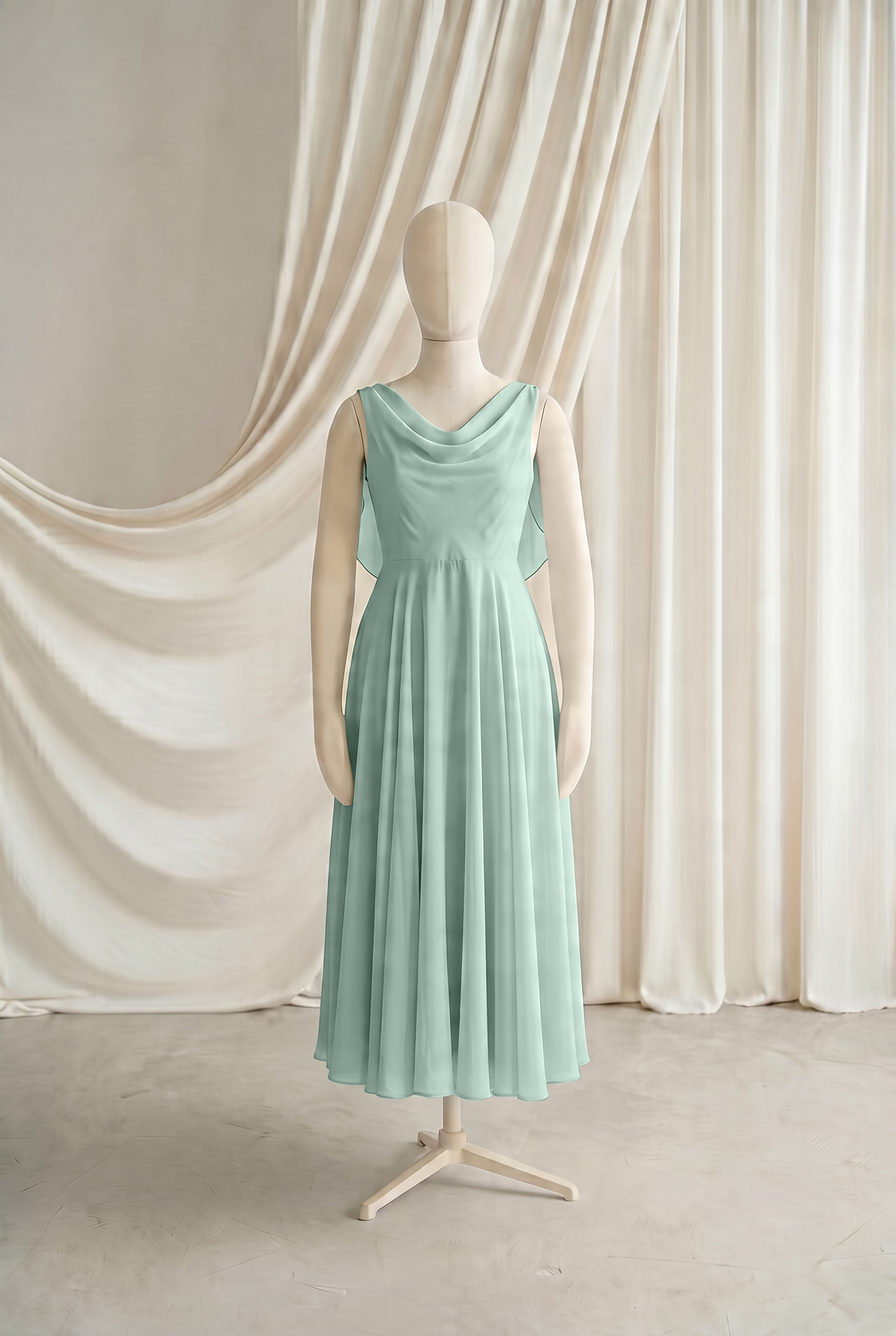Athena Junior Bridesmaid Dress In Dusty Eucalyptus Chiffon