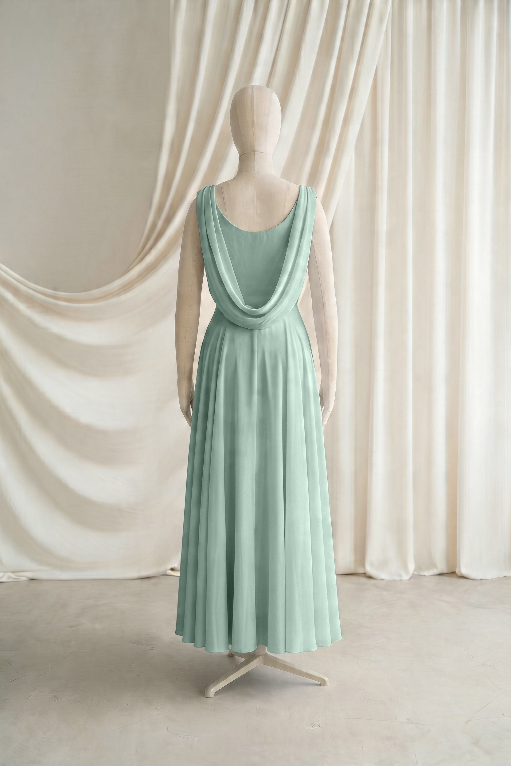 Athena Junior Bridesmaid Dress In Dusty Eucalyptus Chiffon