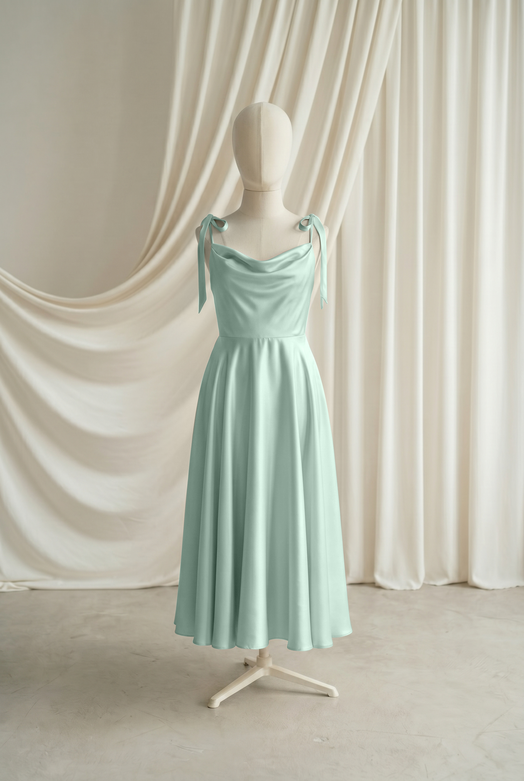 Tilly Junior Bridesmaid Dress in Dusty Eucalyptus Satin