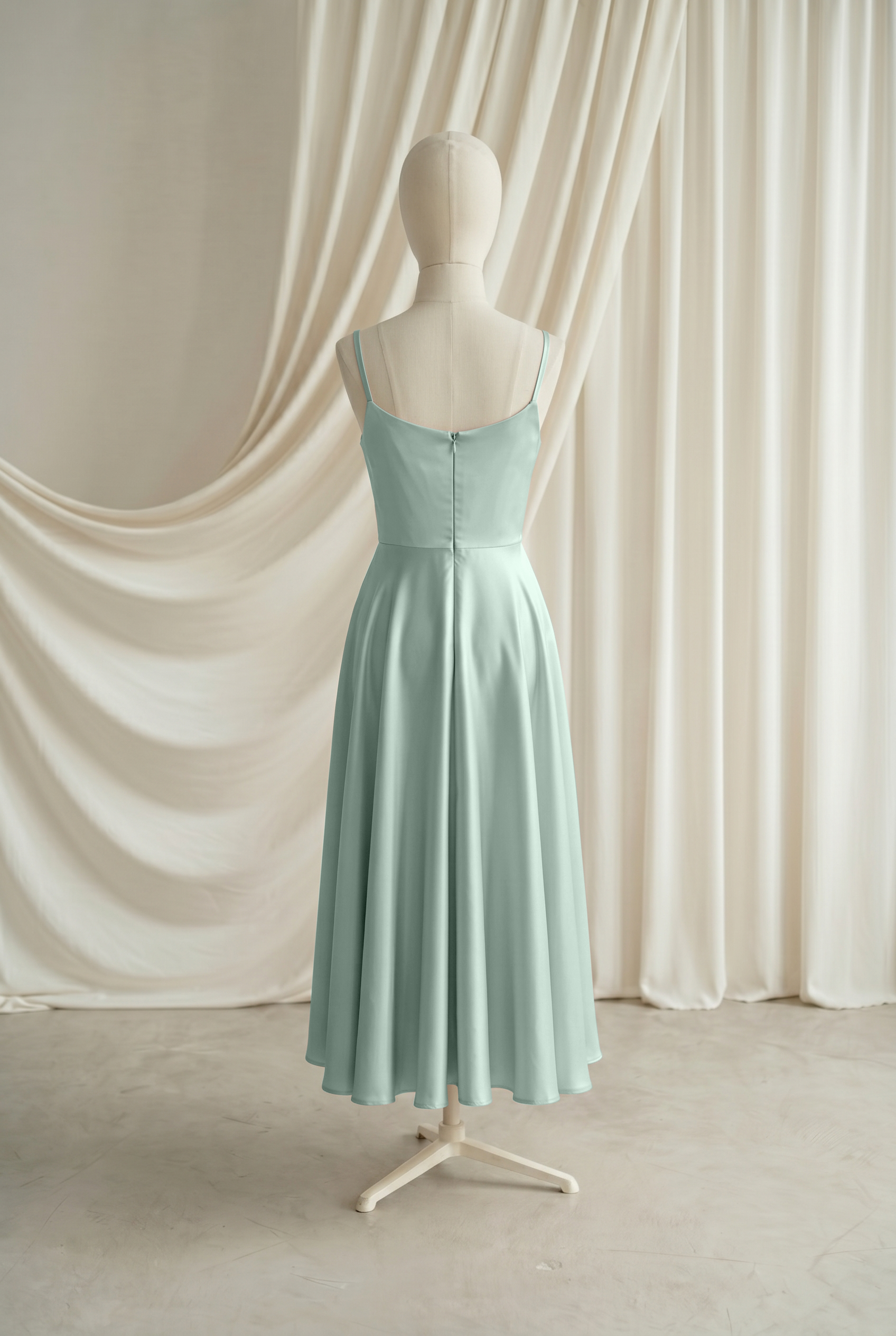 Tilly Junior Bridesmaid Dress in Dusty Eucalyptus Satin