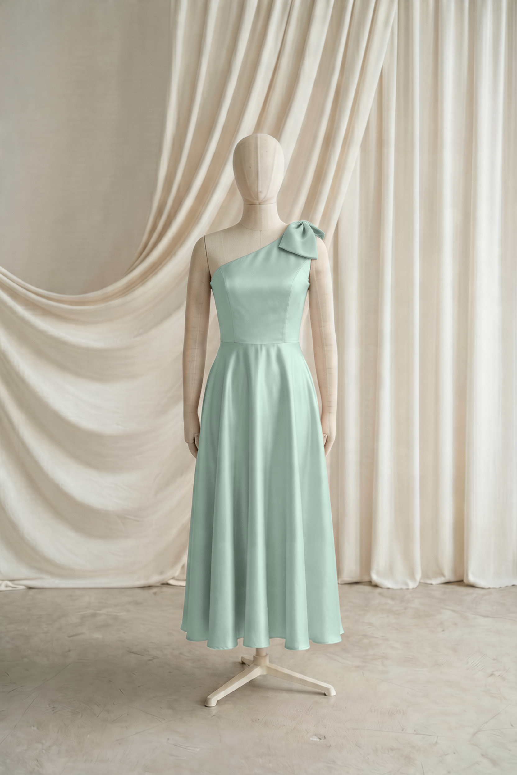Zara Junior Bridesmaid Dress in Dusty Eucalyptus Satin