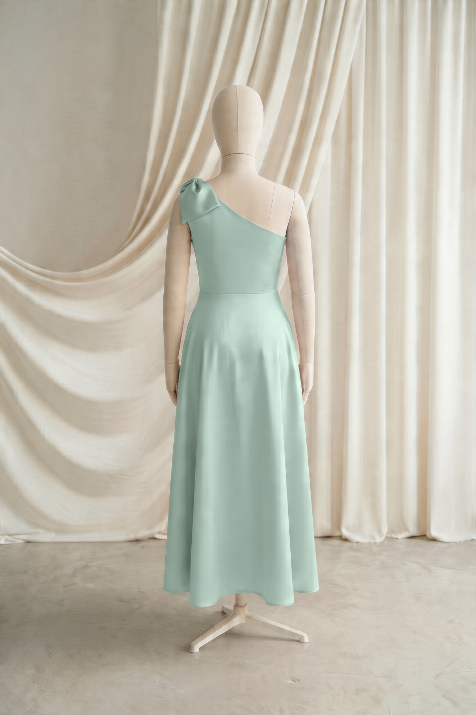 Zara Junior Bridesmaid Dress in Dusty Eucalyptus Satin
