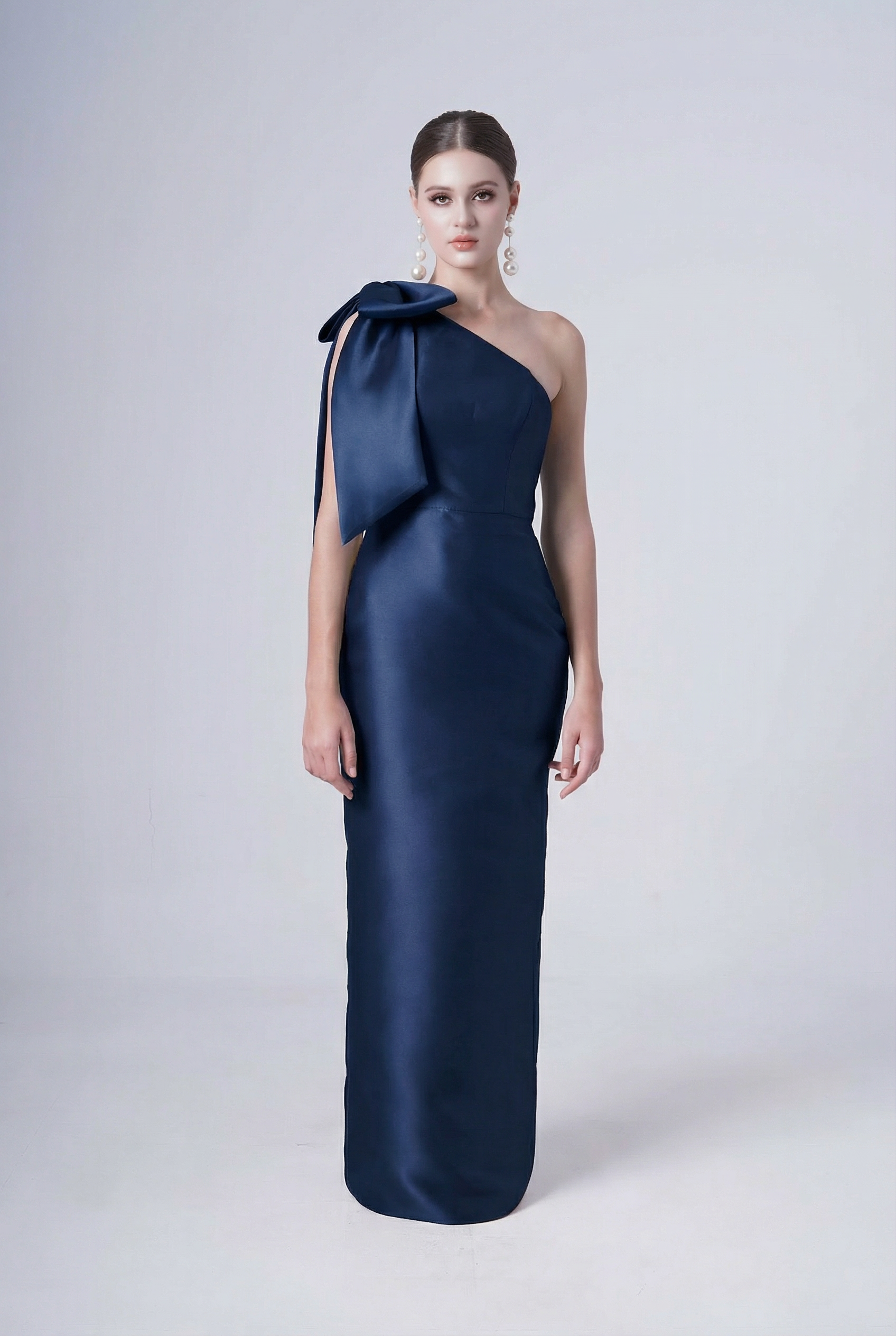 Ritz Bridesmaid Dress in Navy Satin Twill