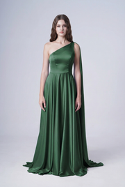 Lyra Bridesmaid Dress in Olive Grove Satin