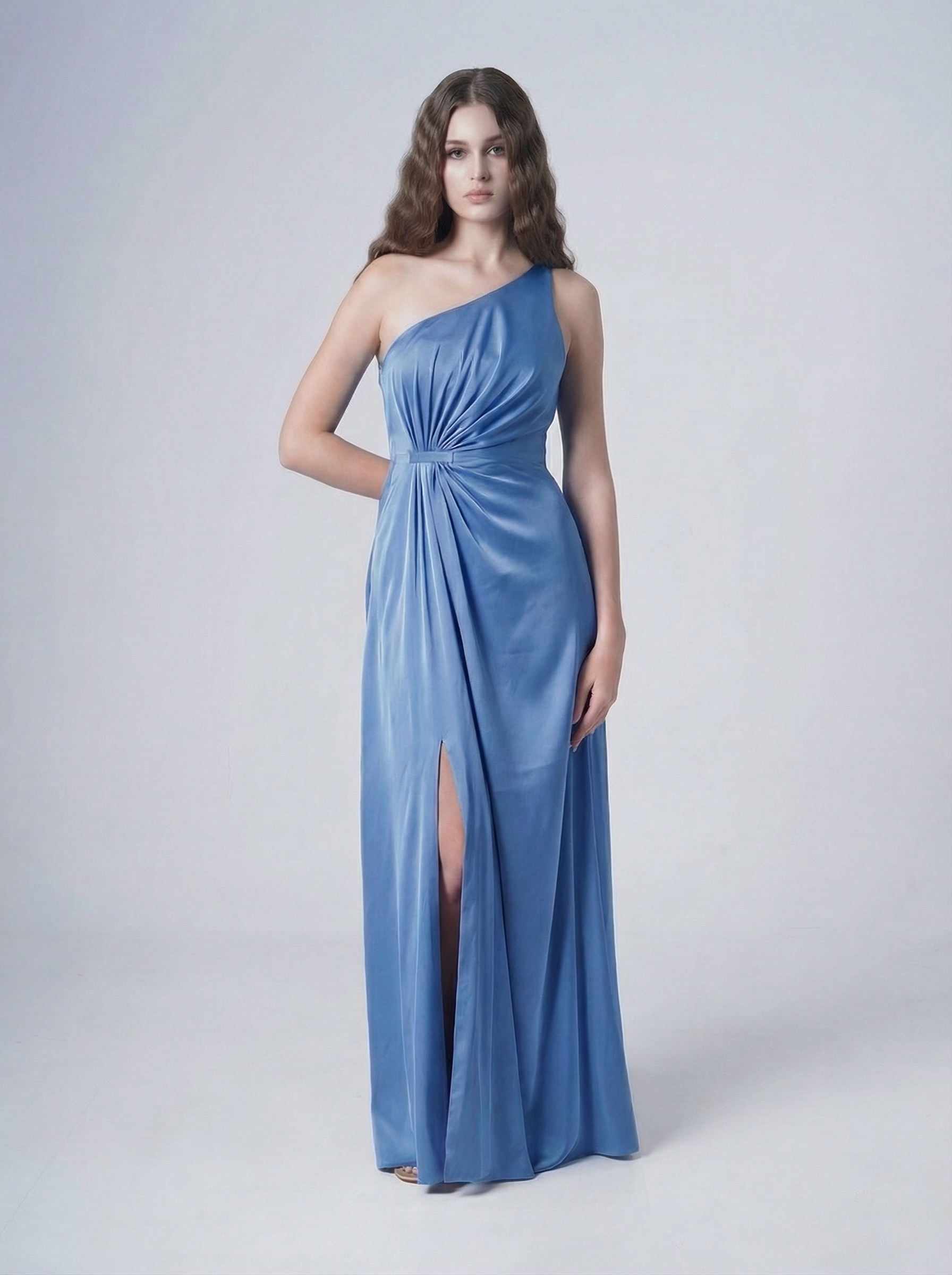 Greta Bridesmaid Dress in French Blue Satin