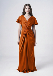 Camilla Bridesmaid Dress in Terracotta Satin