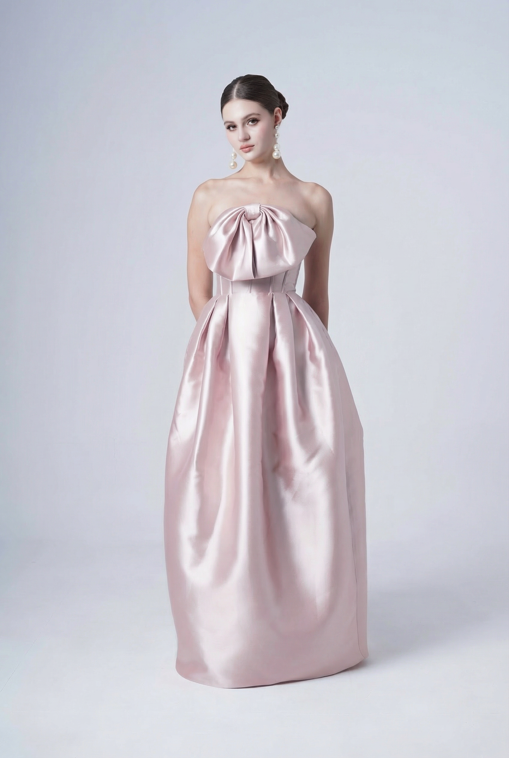 Ophelia Bridesmaid Dress in Smoked Blush Satin Twill
