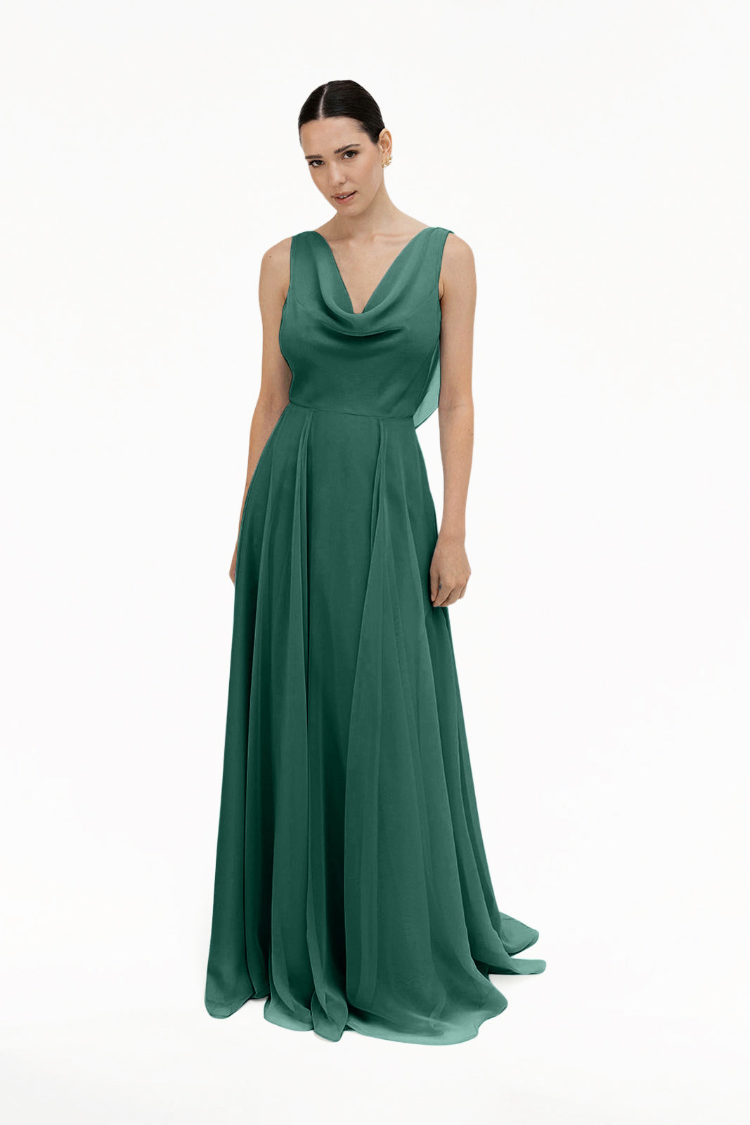 Athena Bridesmaid Dress In Forest Green Chiffon
