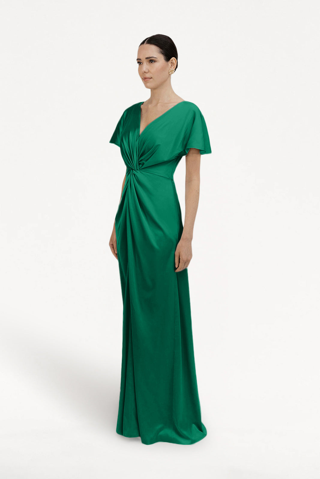 Camilla Bridesmaid Dress in Forest Green Satin