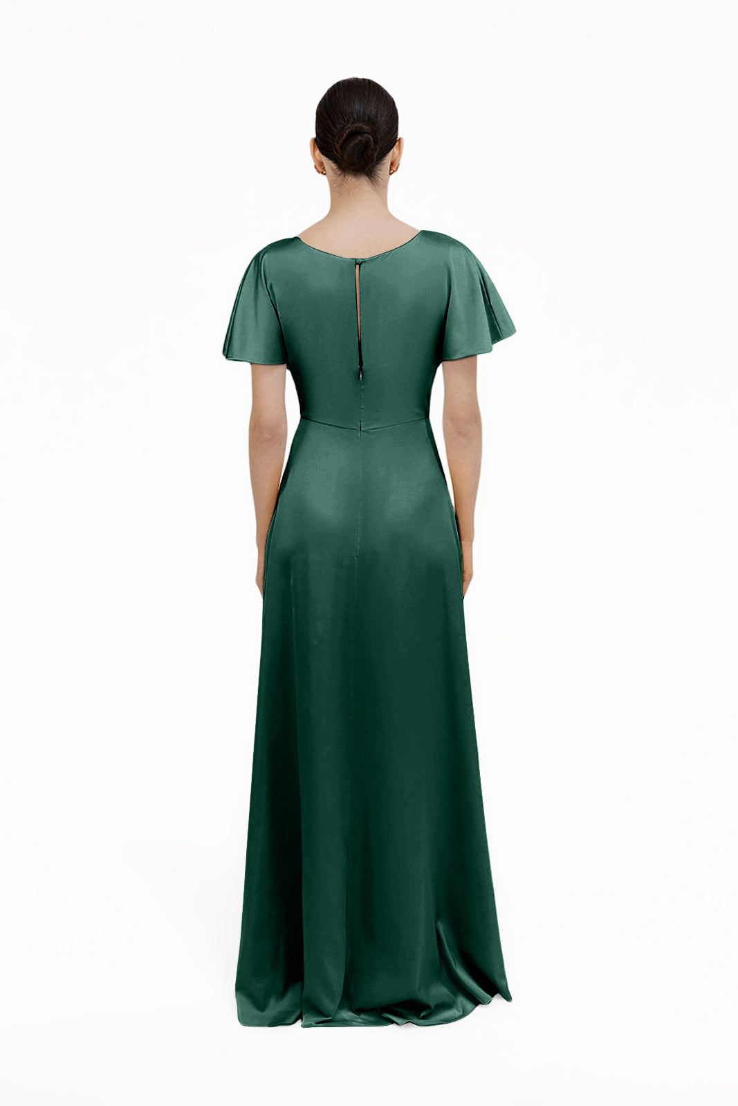Camilla Bridesmaid Dress in Forest Green Satin