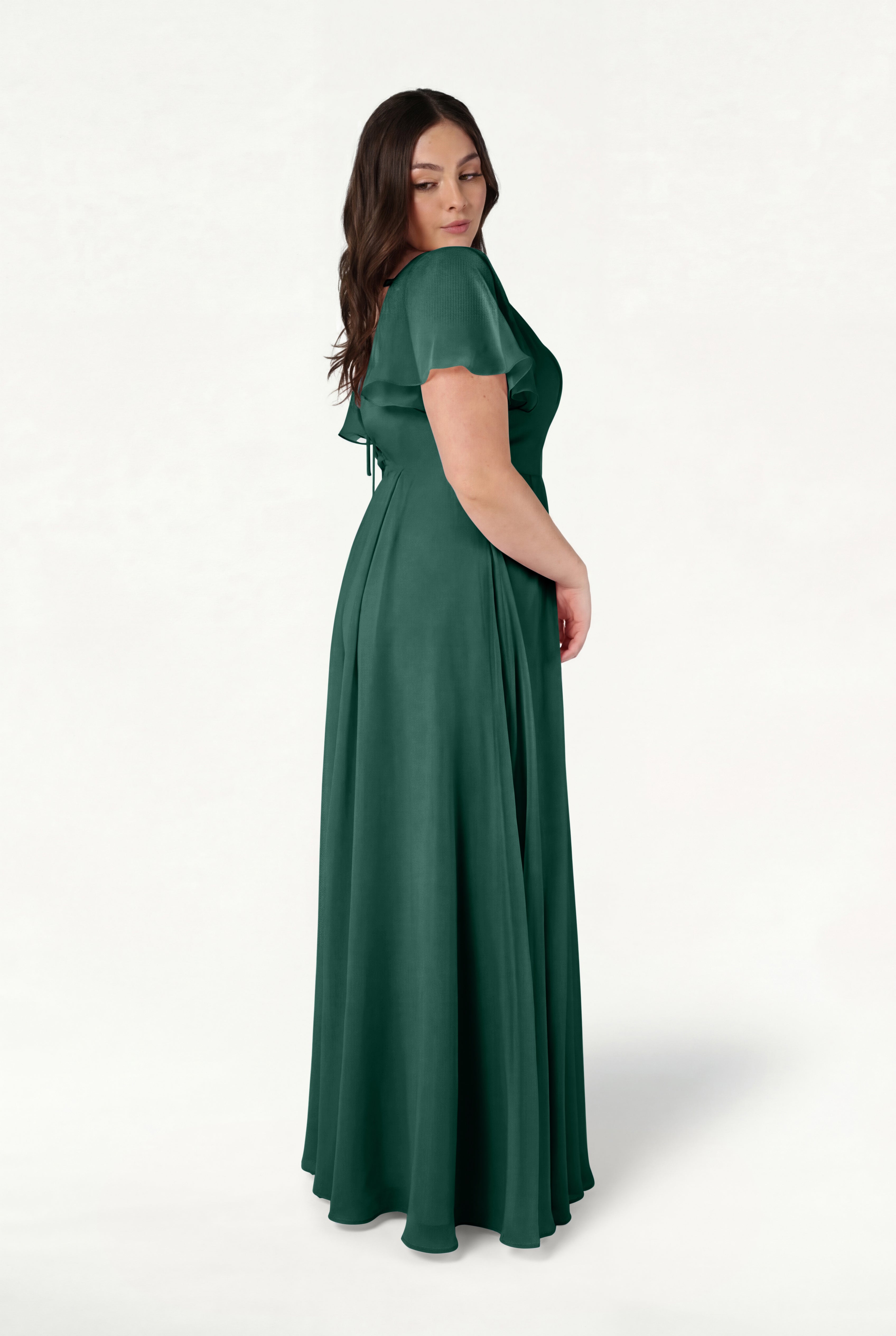 Phoebe Bridesmaid Dress In Forest Green Chiffon