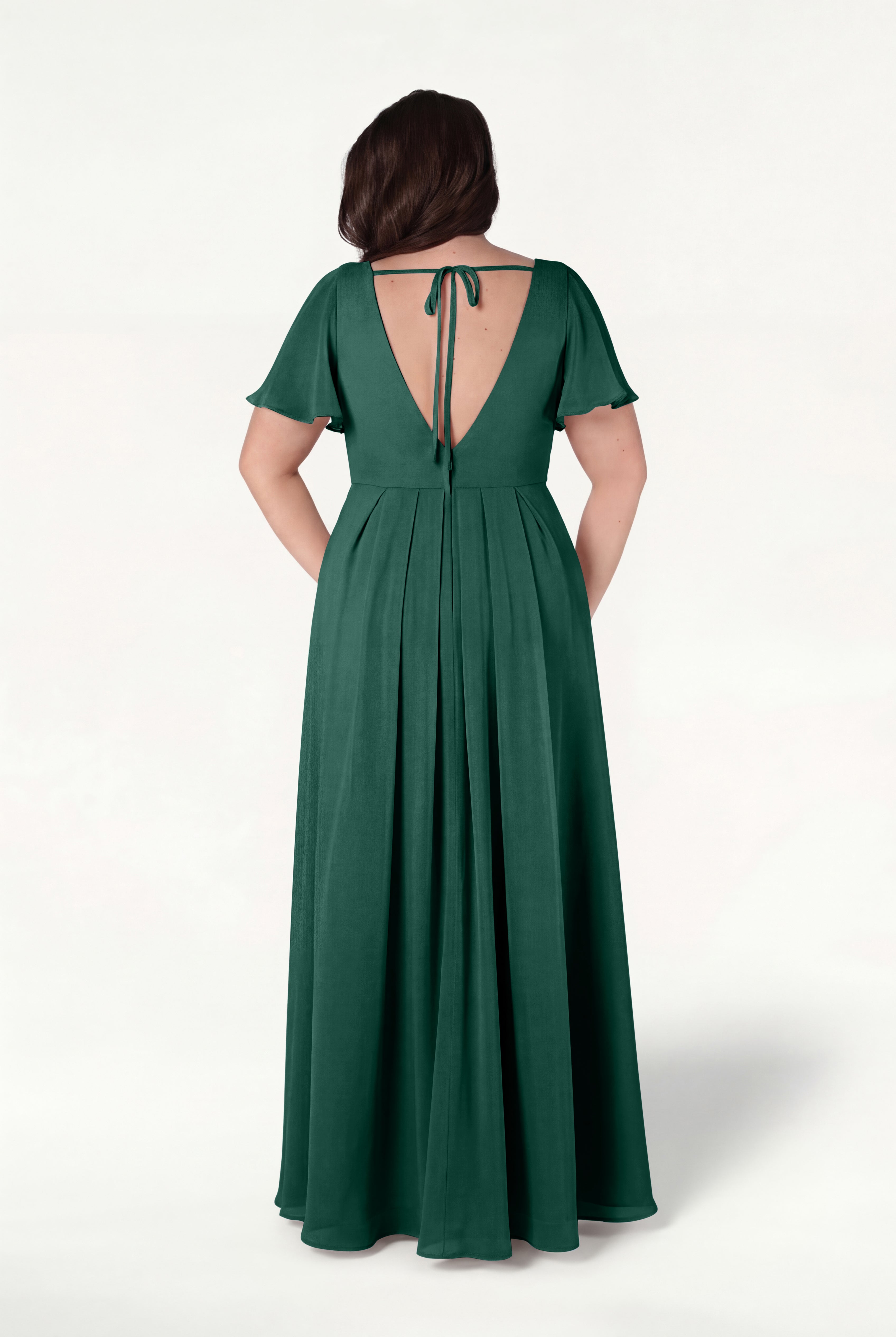 Phoebe Bridesmaid Dress In Forest Green Chiffon