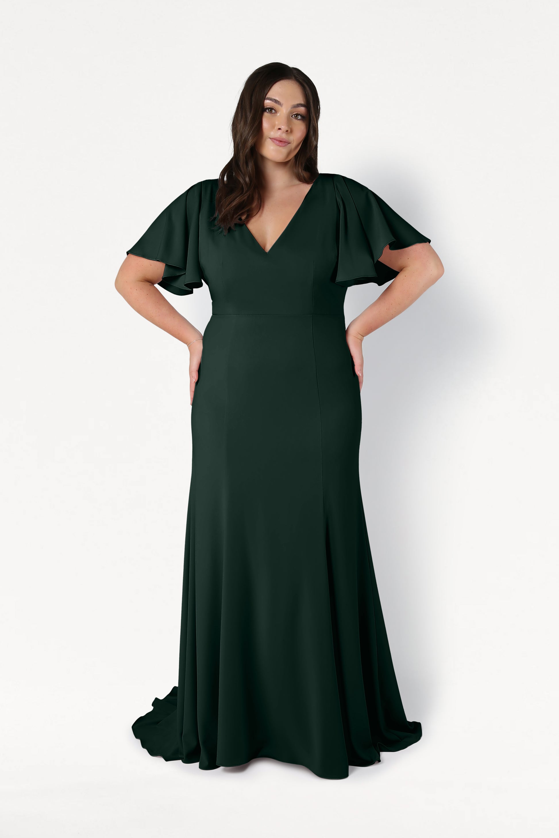 forest green plus size bridesmaid dresses Olive Green Plus Size Chiffon Bridesmaid Dress BABARONI Halter Neck Maxi Flowy Skirt Gown main image 1