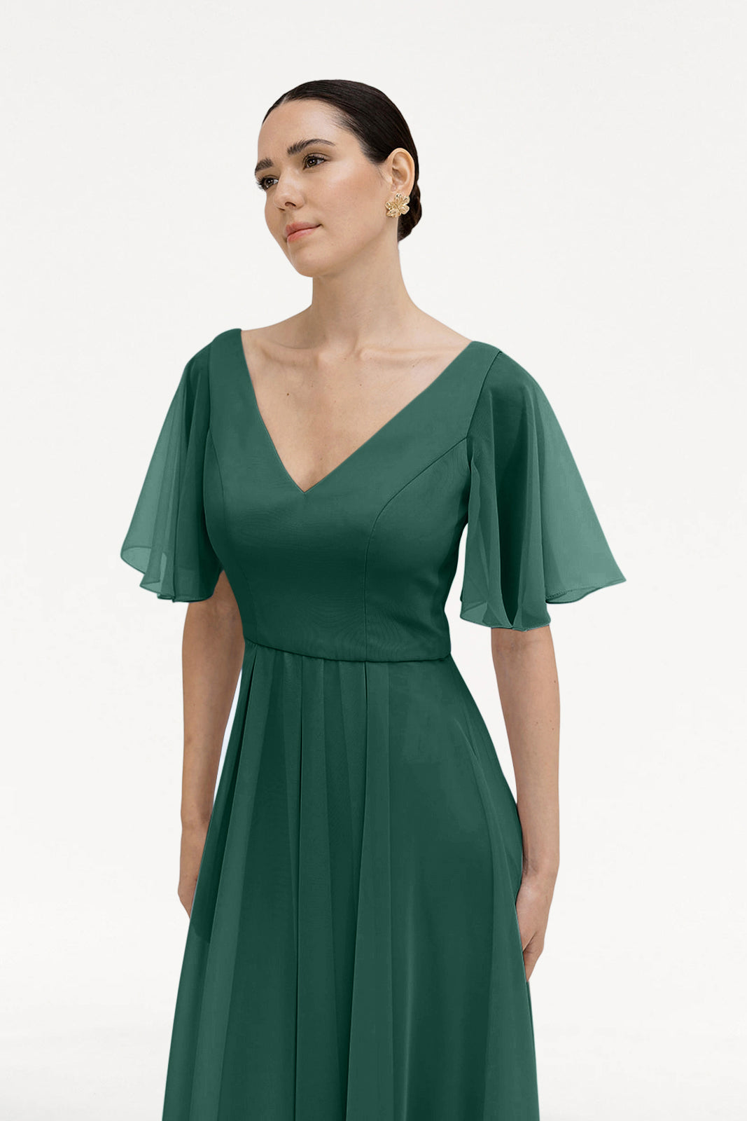 Phoebe Bridesmaid Dress In Forest Green Chiffon