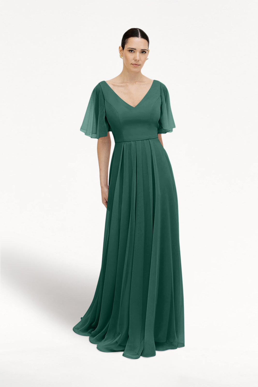 Phoebe Bridesmaid Dress In Forest Green Chiffon