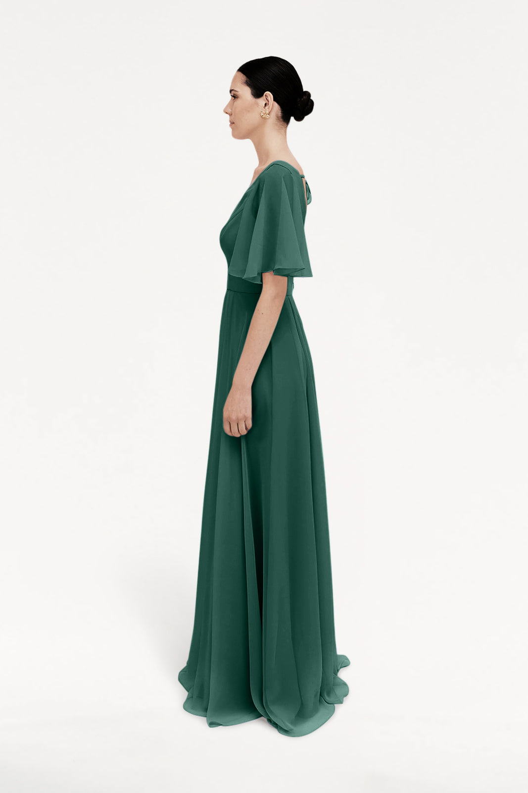 Phoebe Bridesmaid Dress In Forest Green Chiffon