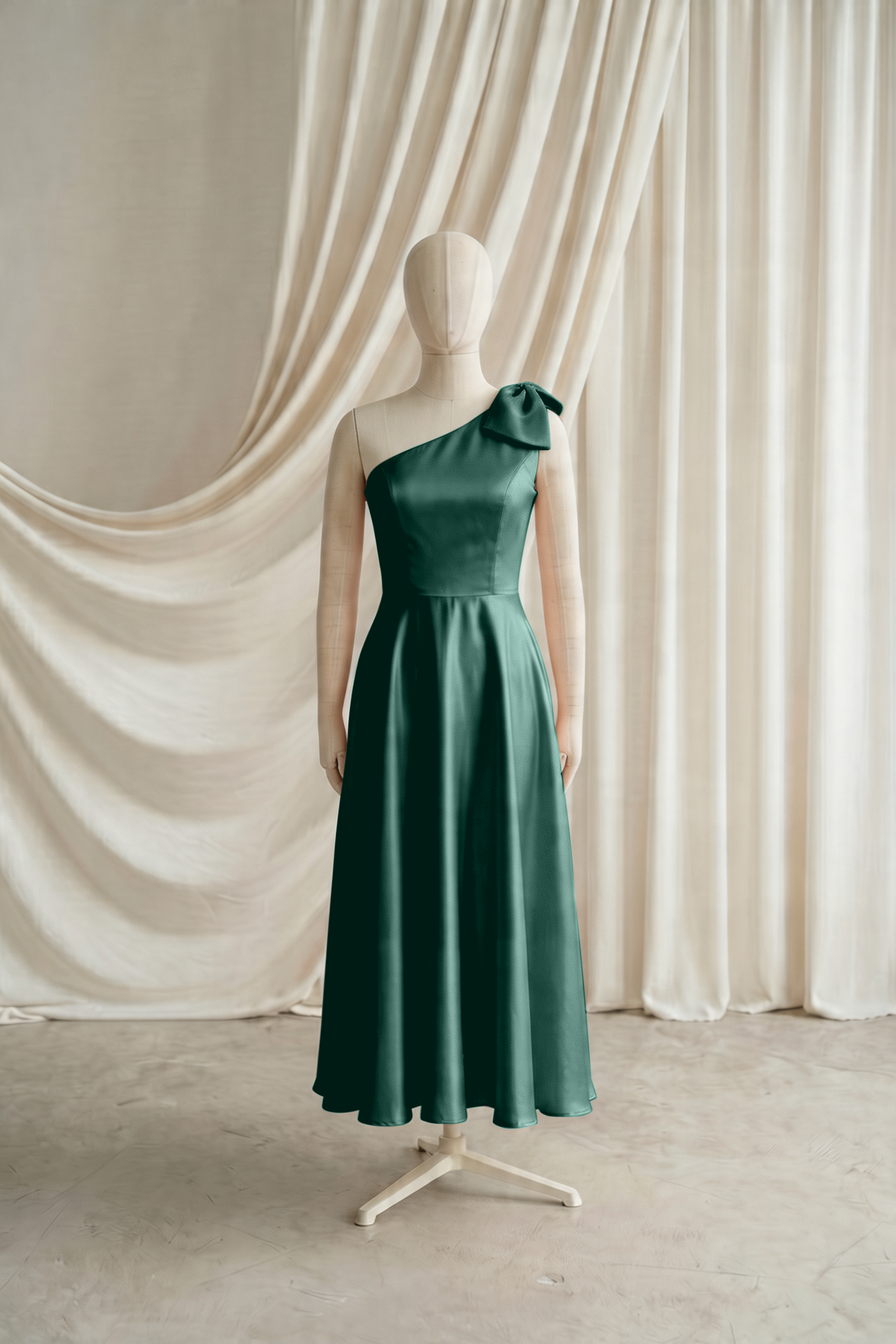 Zara Junior Bridesmaid Dress in Forest Green Satin
