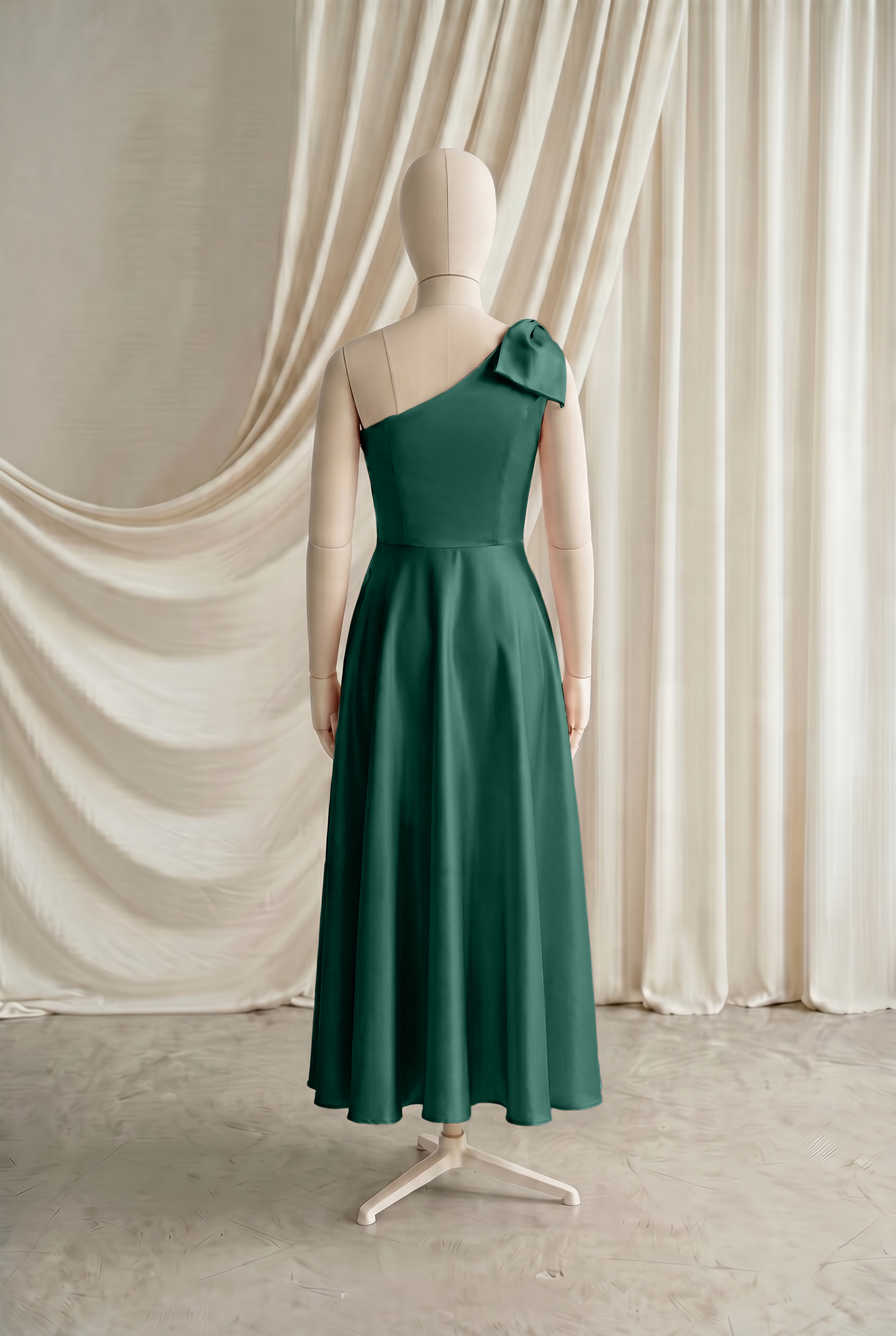 Zara Junior Bridesmaid Dress in Forest Green Satin
