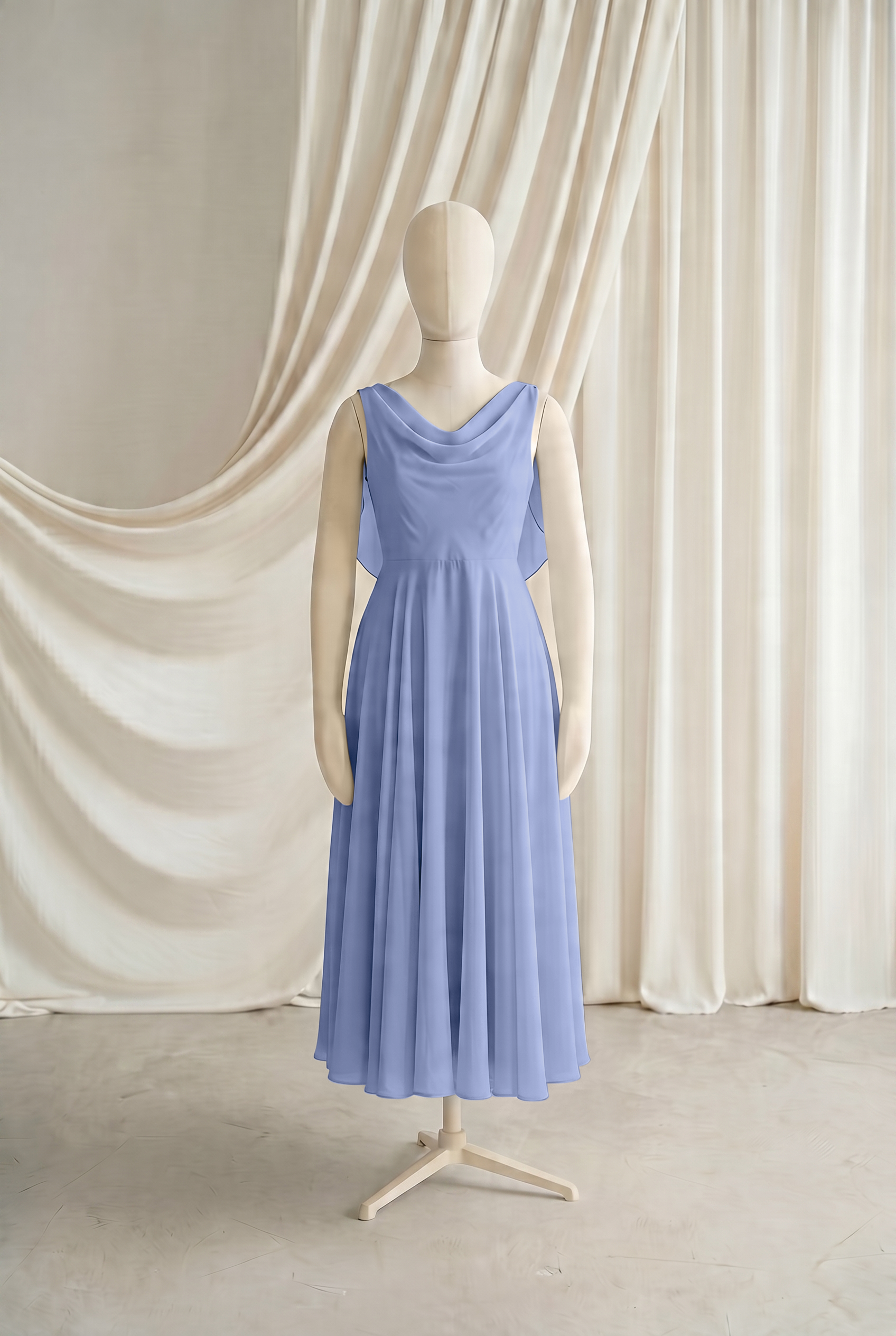 Athena Junior Bridesmaid Dress In French Blue Chiffon