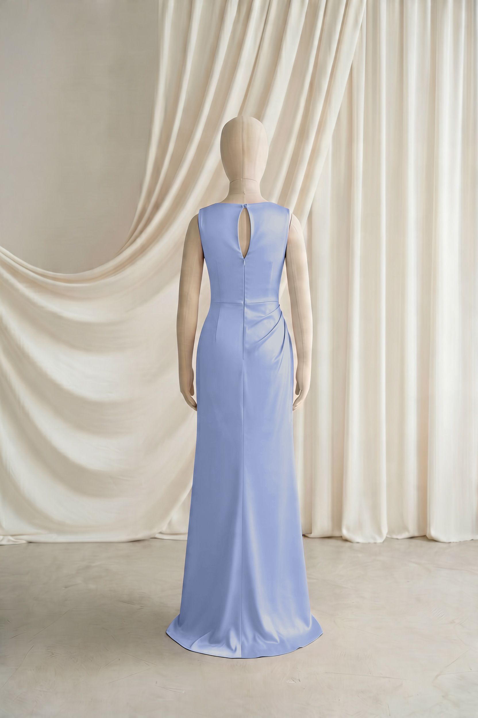 Nala Junior Bridesmaid Dress in French Blue Satin