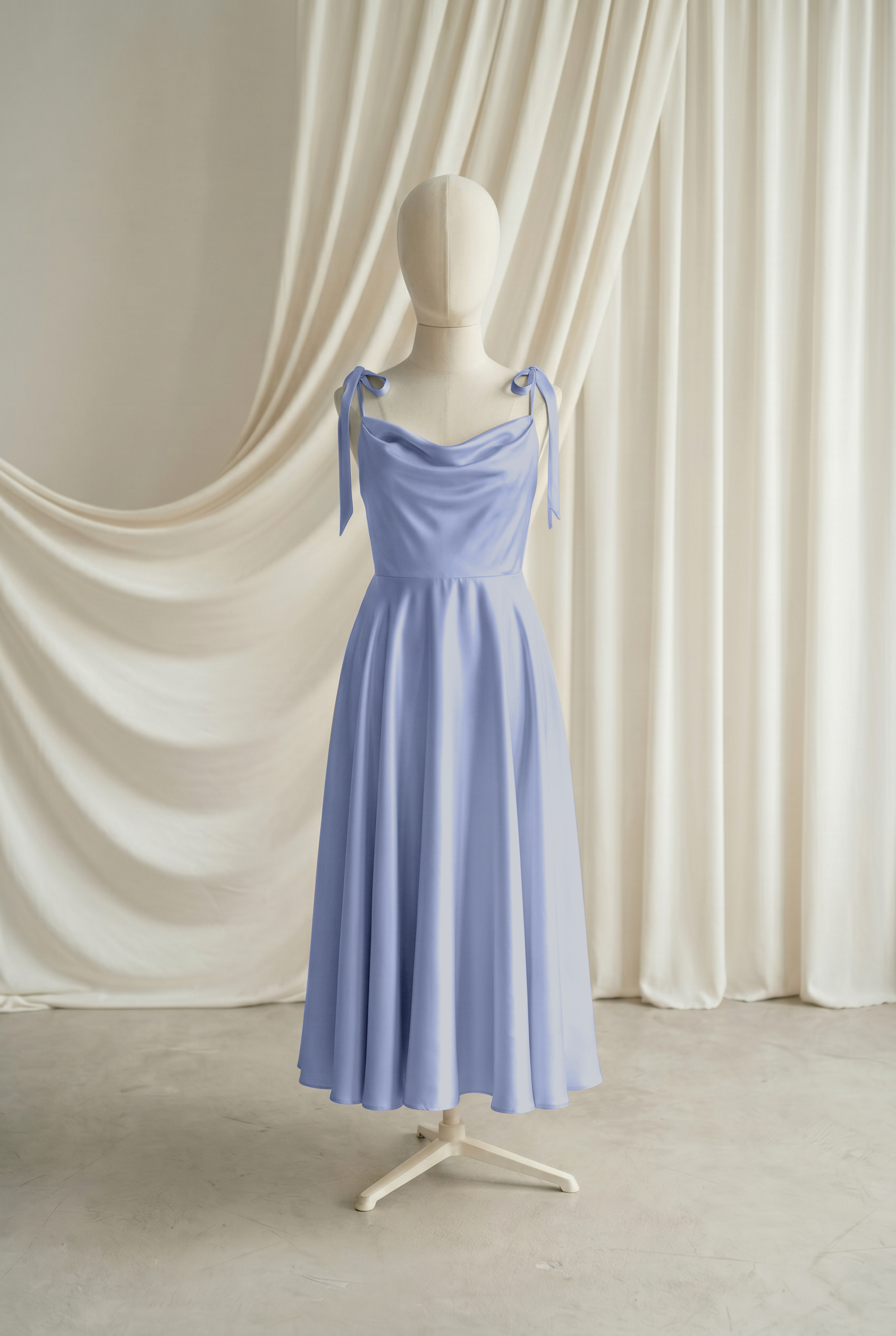 Tilly Junior Bridesmaid Dress in French Blue Satin
