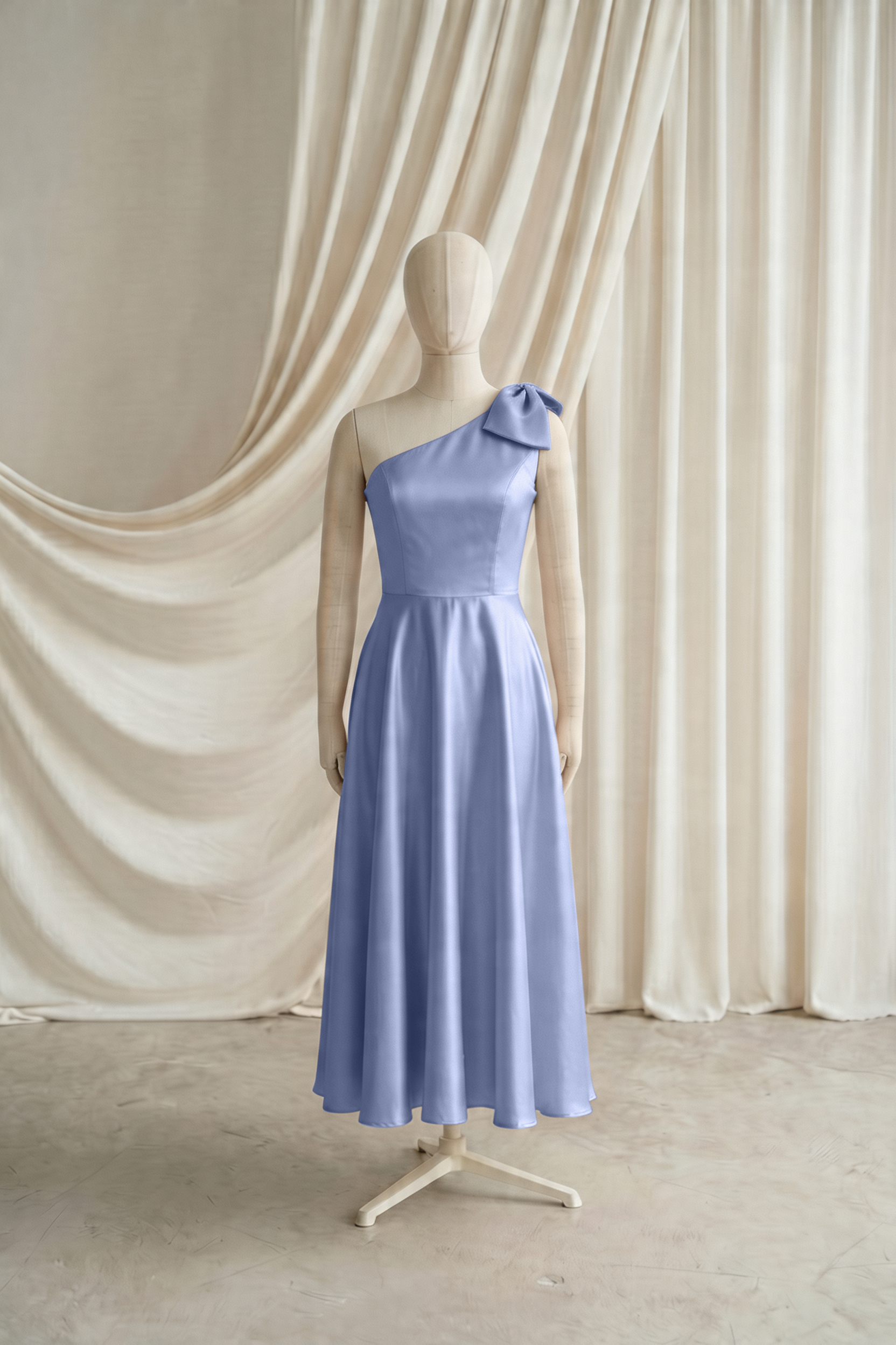 Zara Junior Bridesmaid Dress in French Blue Satin